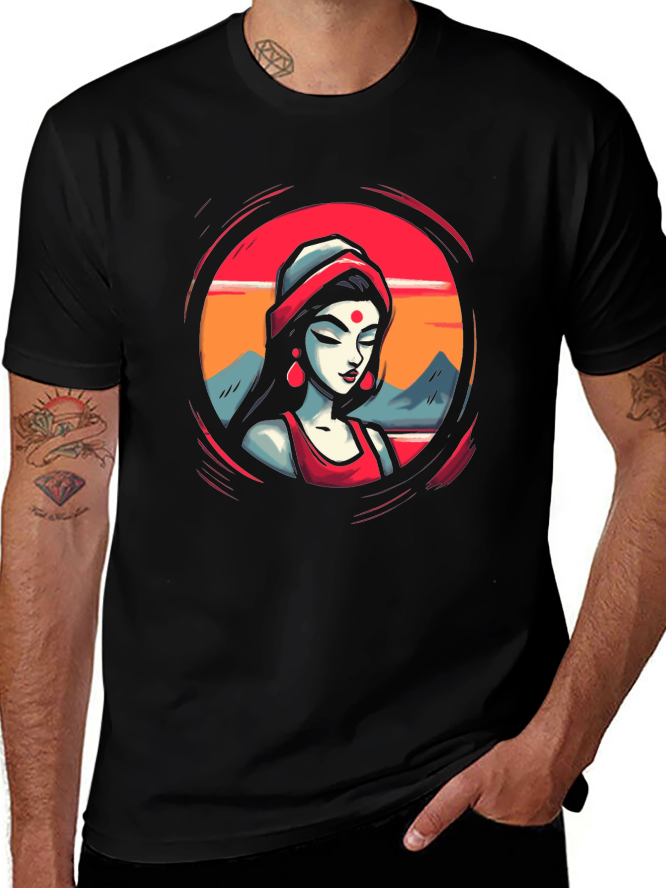 Variant 24 of Vibrant Woman Graphic Black T-Shirt