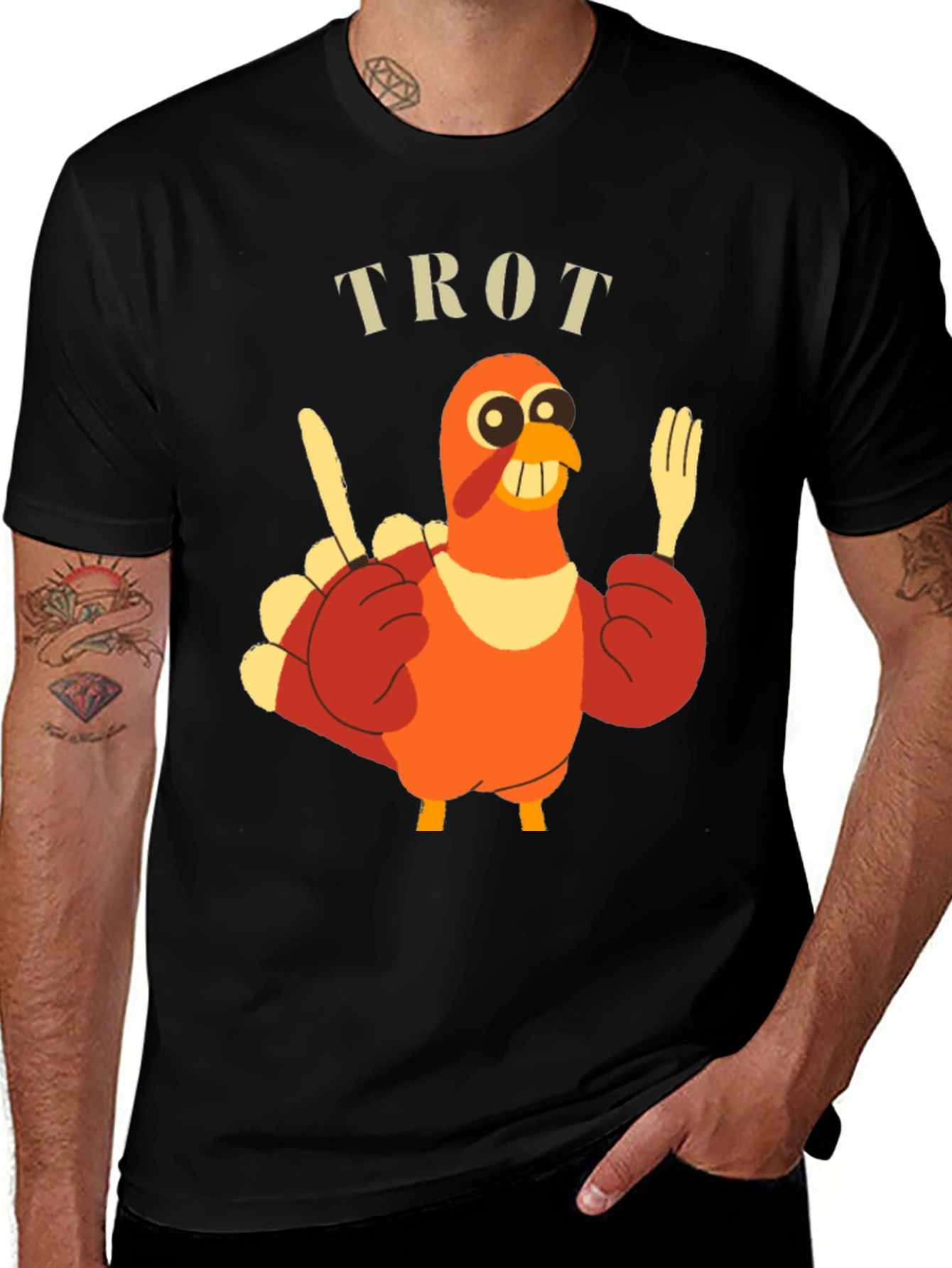 Black Funny Turkey Trot T-Shirt main image