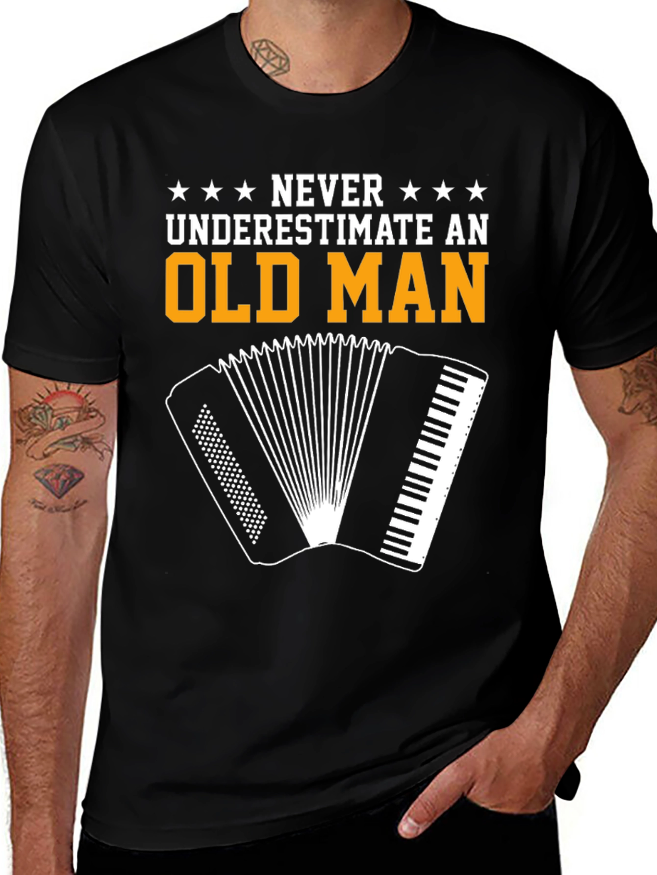 Variant 5 of Never Underestimate an Old Man Accordion T-Shirt