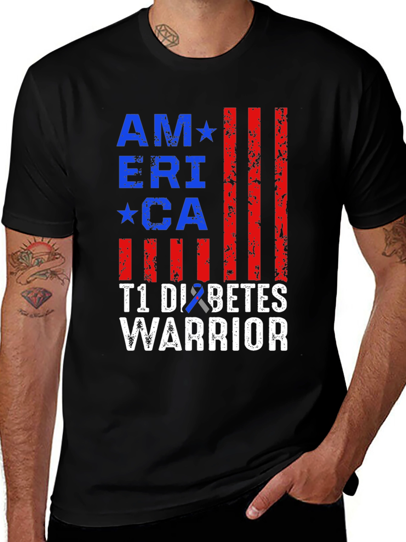 Variant 20 of America T1 Diabetes Warrior Graphic T-Shirt