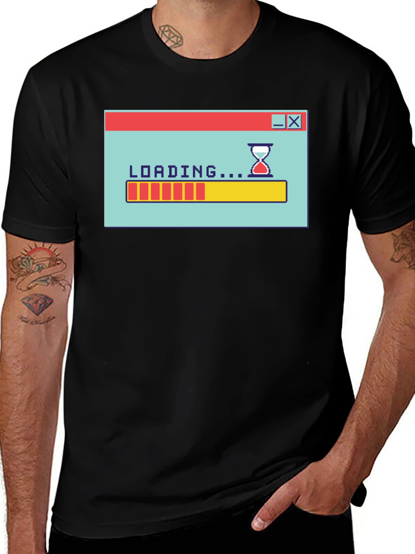 Variant 25 of Retro Loading Screen Black T-Shirt