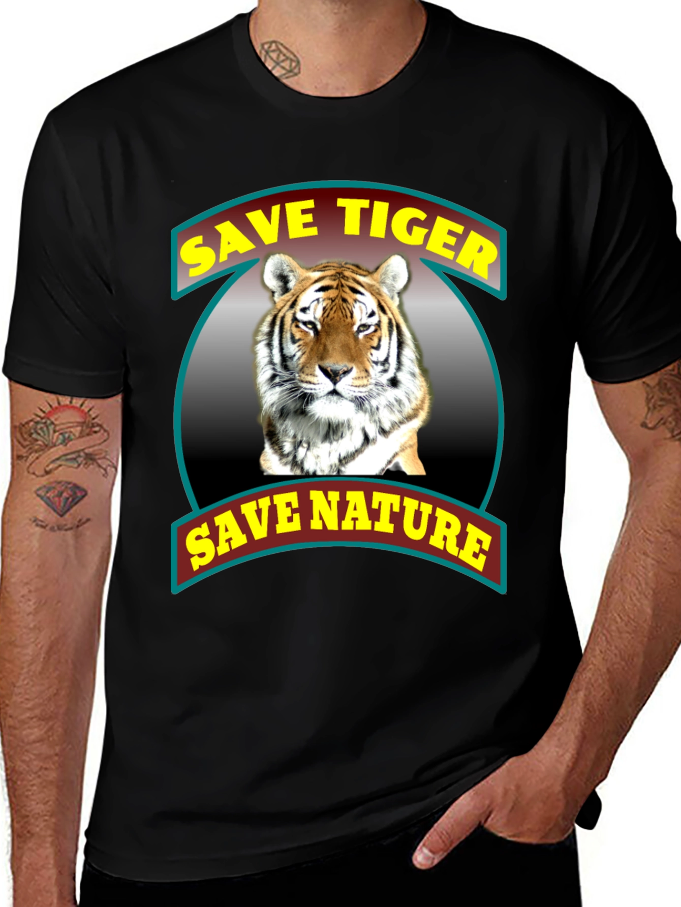Save Tiger Save Nature Graphic Tee - Black