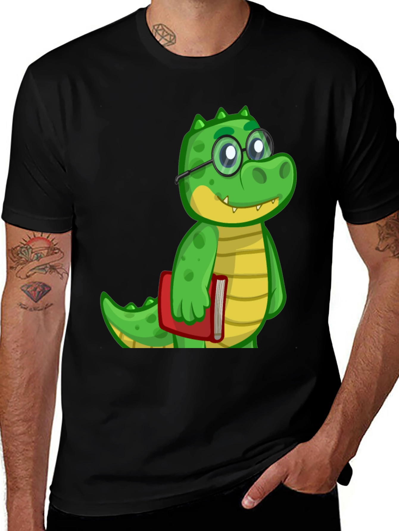 Variant 30 of Cartoon Alligator Graphic Tee - Black
