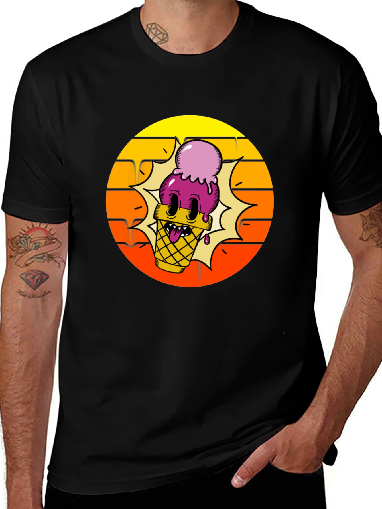 Variant 9 of Retro Ice Cream Cartoon Graphic T-Shirt