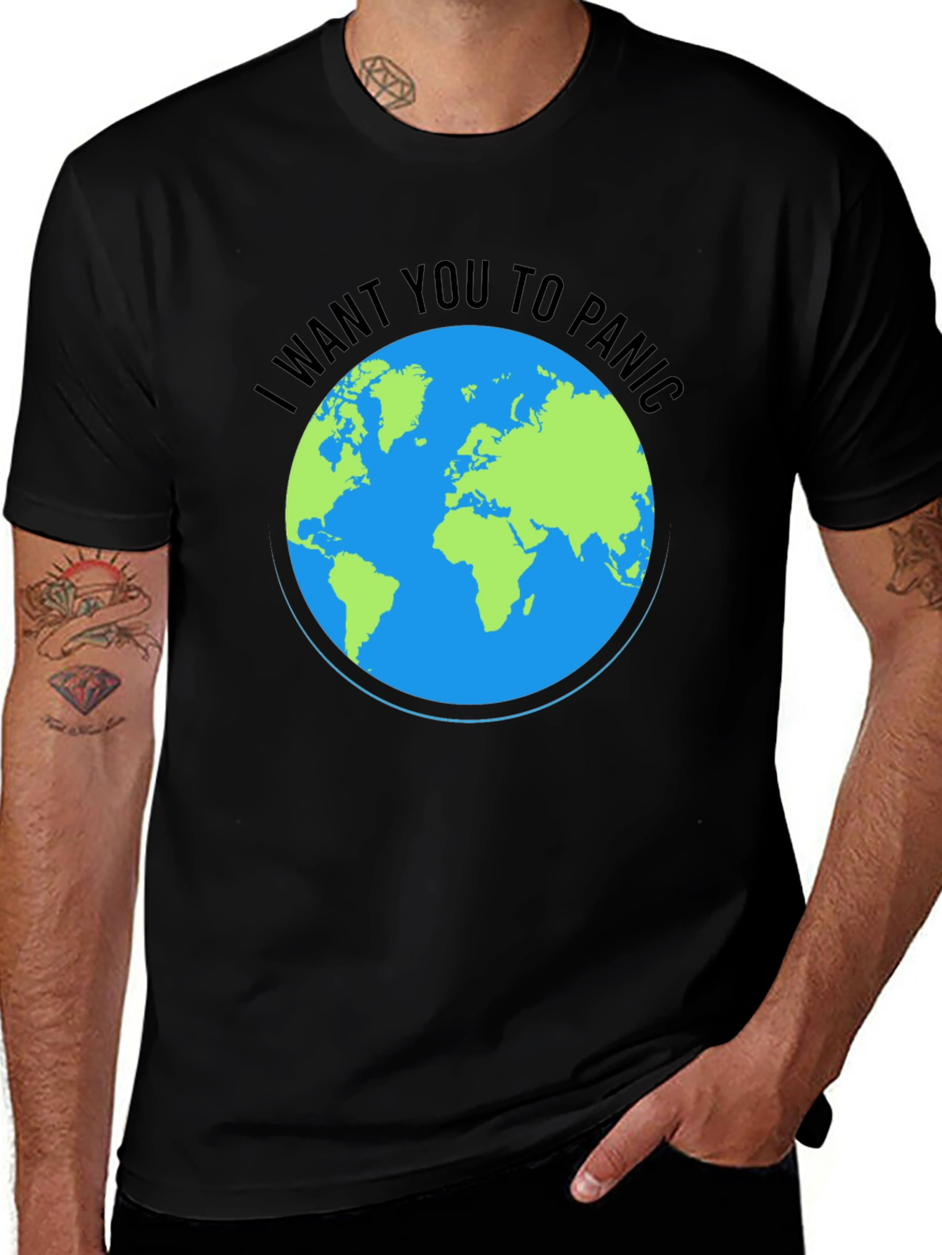 Variant 14 of I Want You To Panic Earth T-Shirt - Black