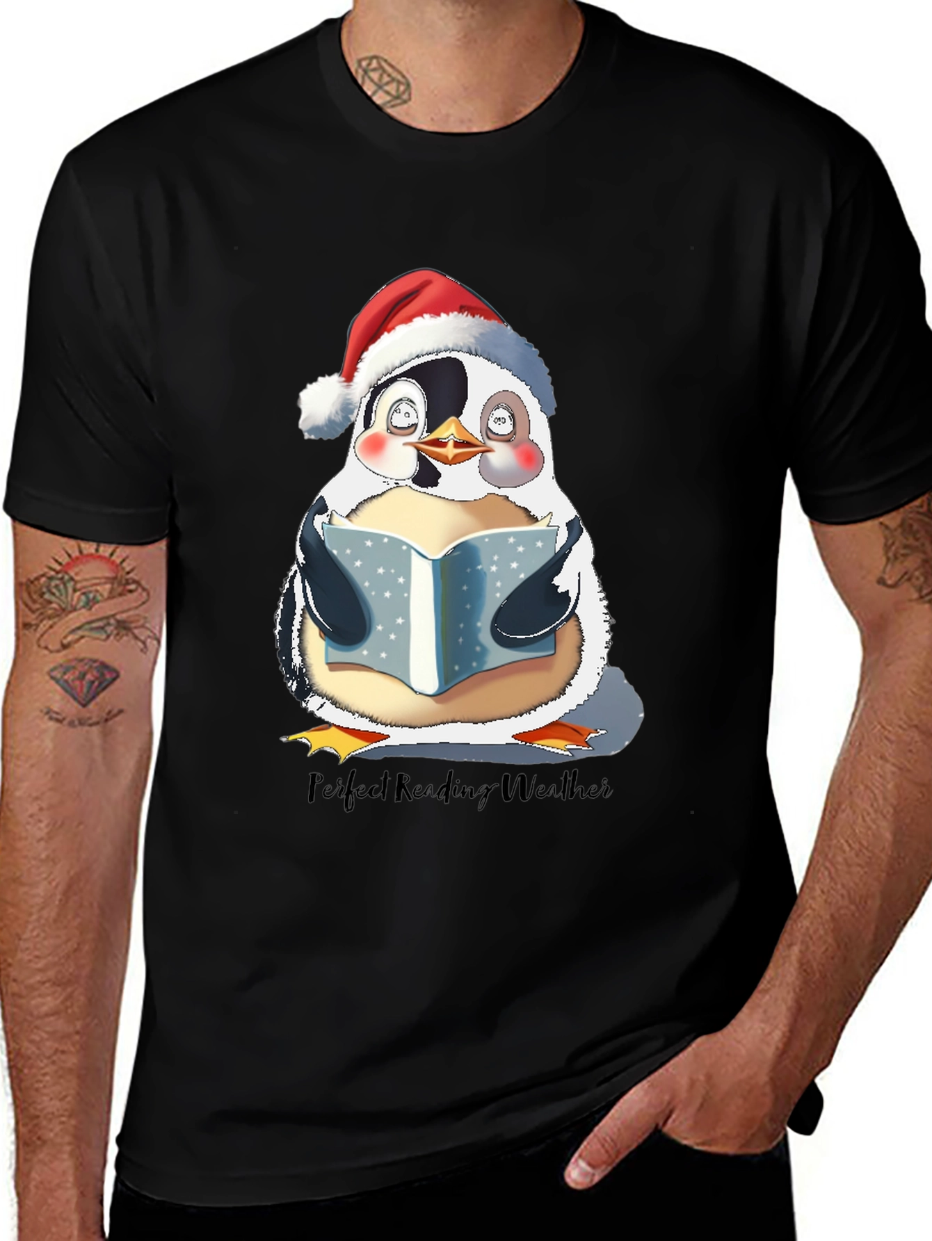 Variant 28 of Penguin Reading Weather T-Shirt