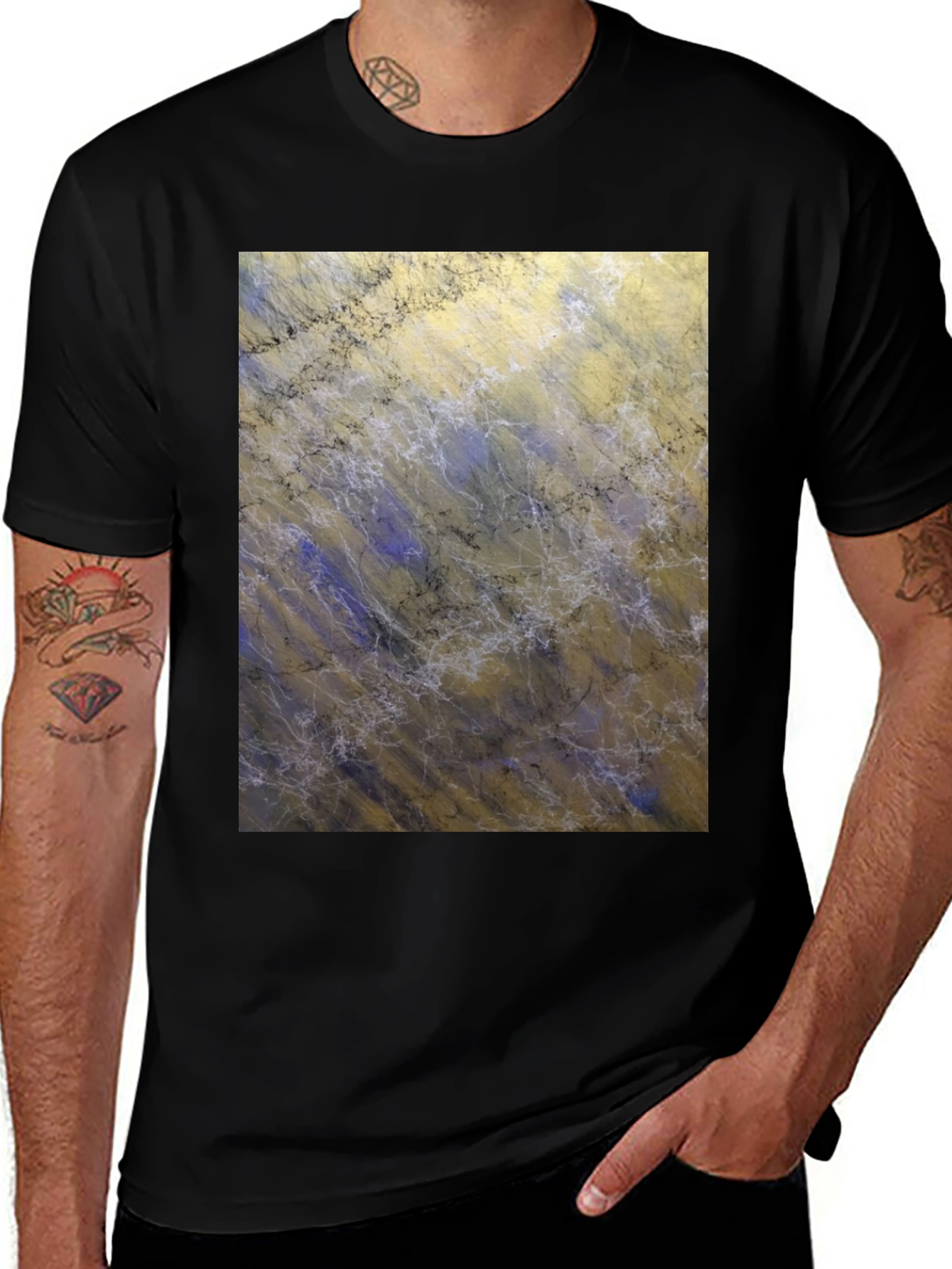 Variant 7 of Abstract Marble Print Black T-Shirt