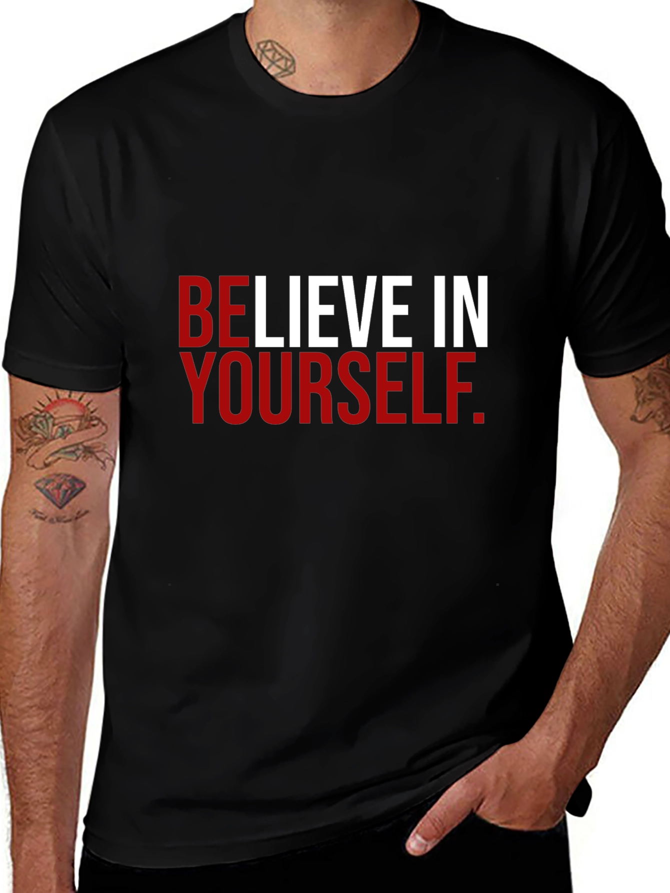 Black Believe in Yourself Black Graphic Tee main image