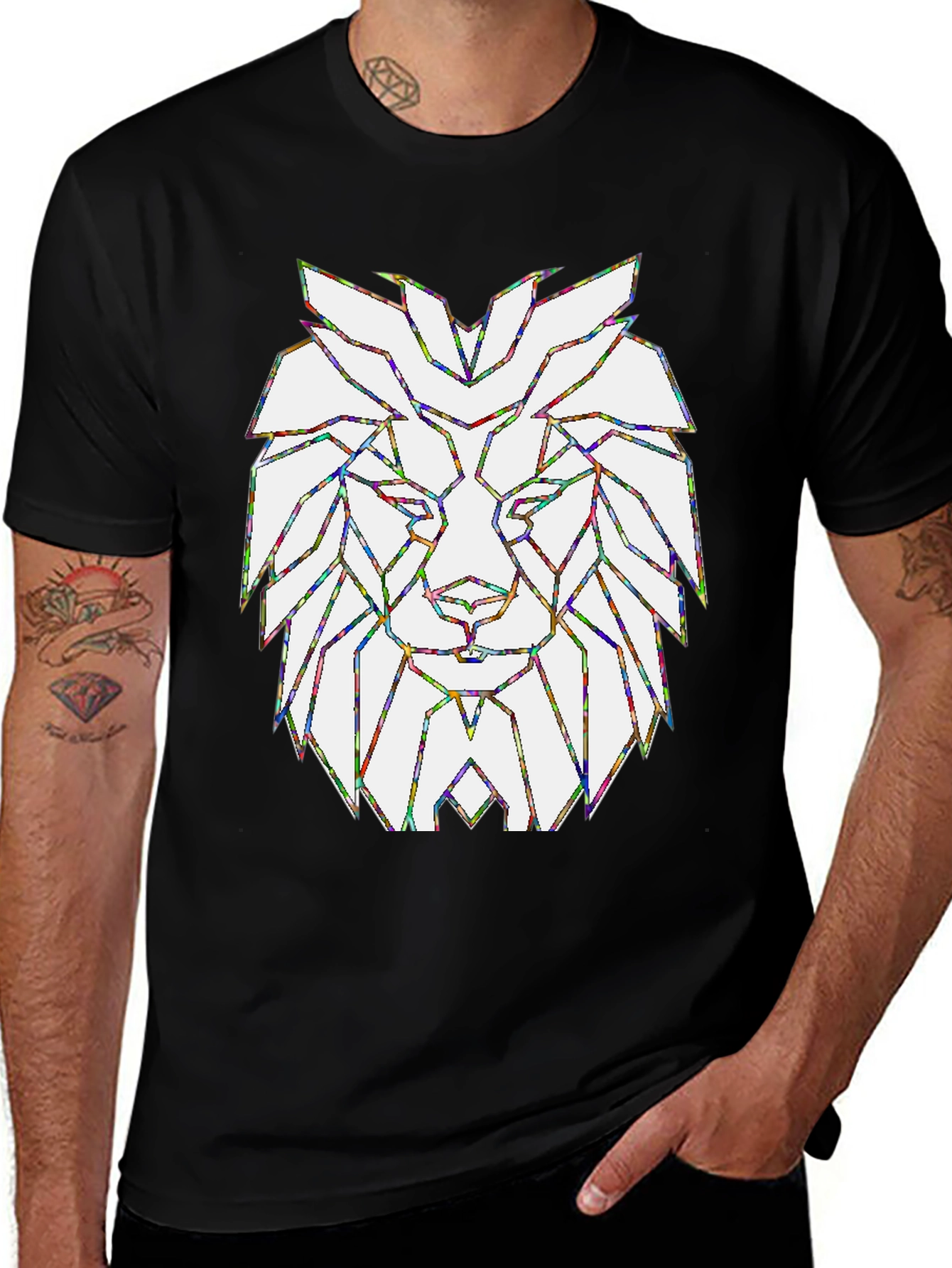 Variant 23 of Geometric Lion Head Graphic T-Shirt