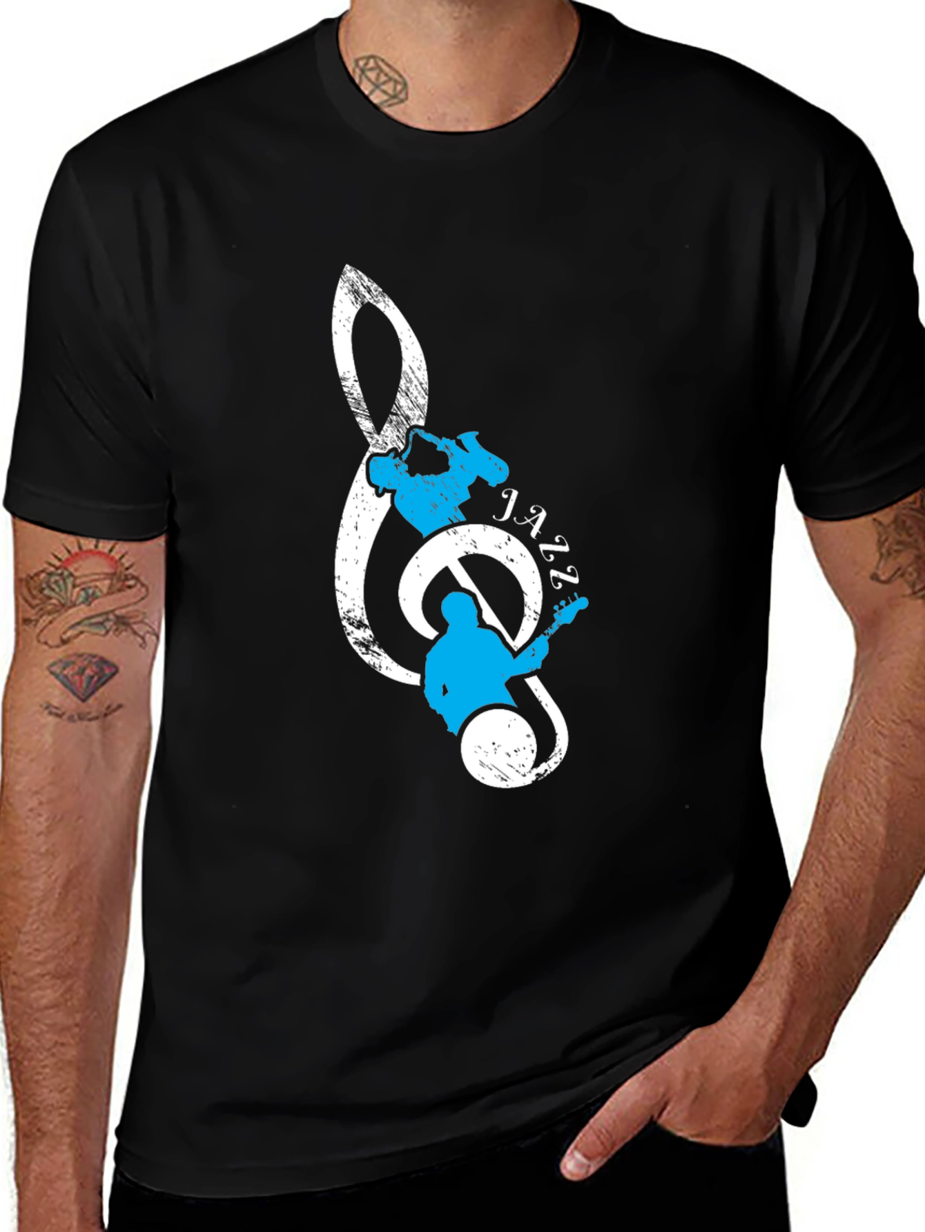 Variant 7 of Jazz Music Treble Clef Graphic Black T-Shirt
