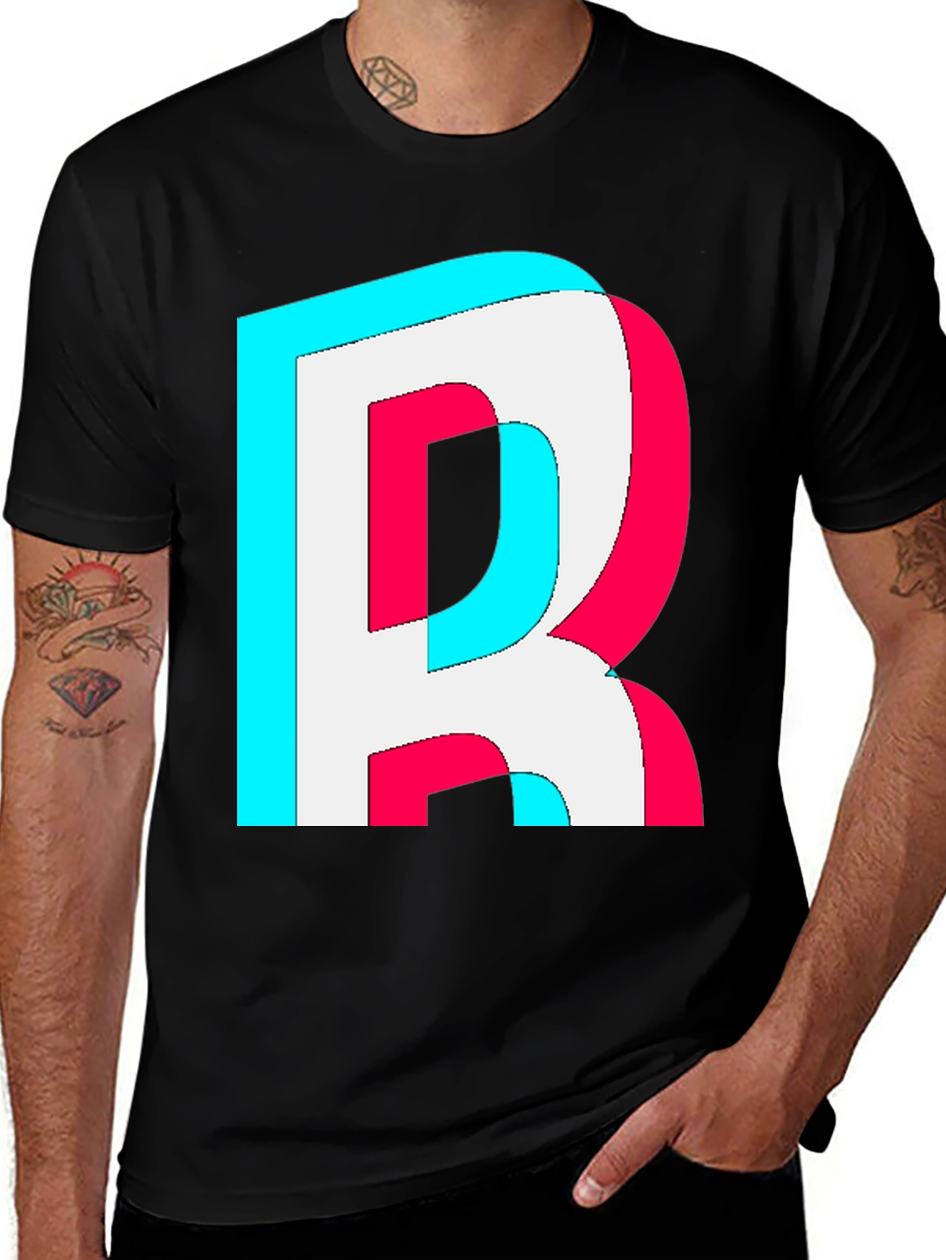 Variant 25 of Letter "R" Graphic Tee - Trendy 3D Effect