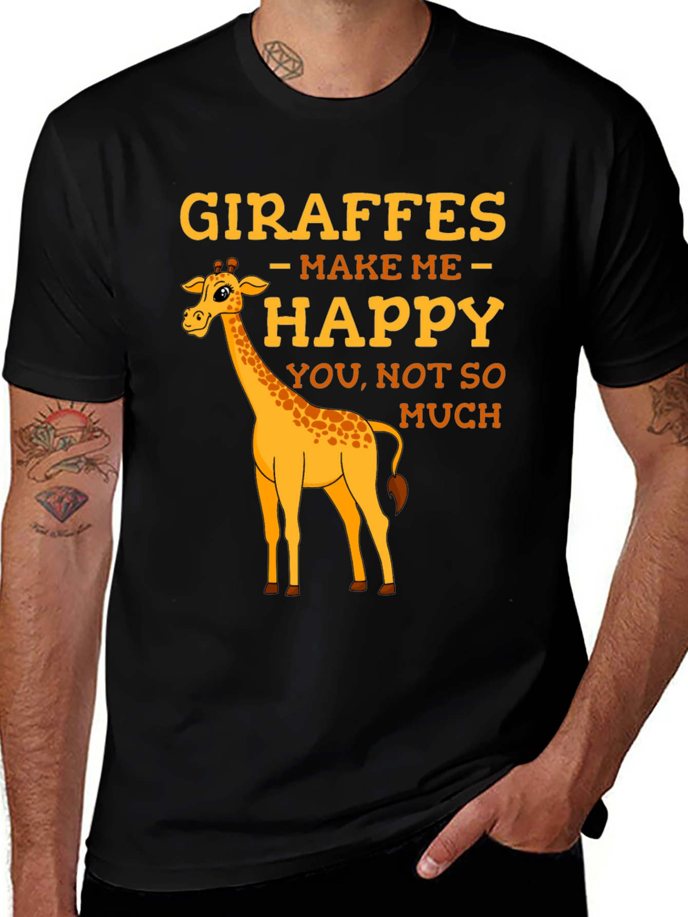 Variant 26 of Giraffe T-Shirt: Makes Me Happy Graphic Tee