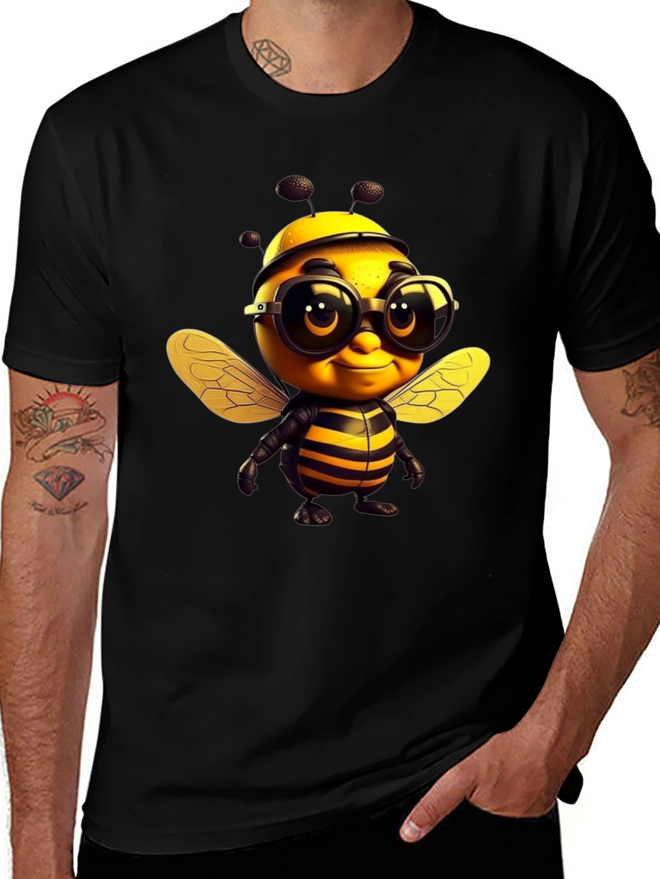 Variant 27 of Cool Bee Graphic Tee - Black Cotton T-Shirt