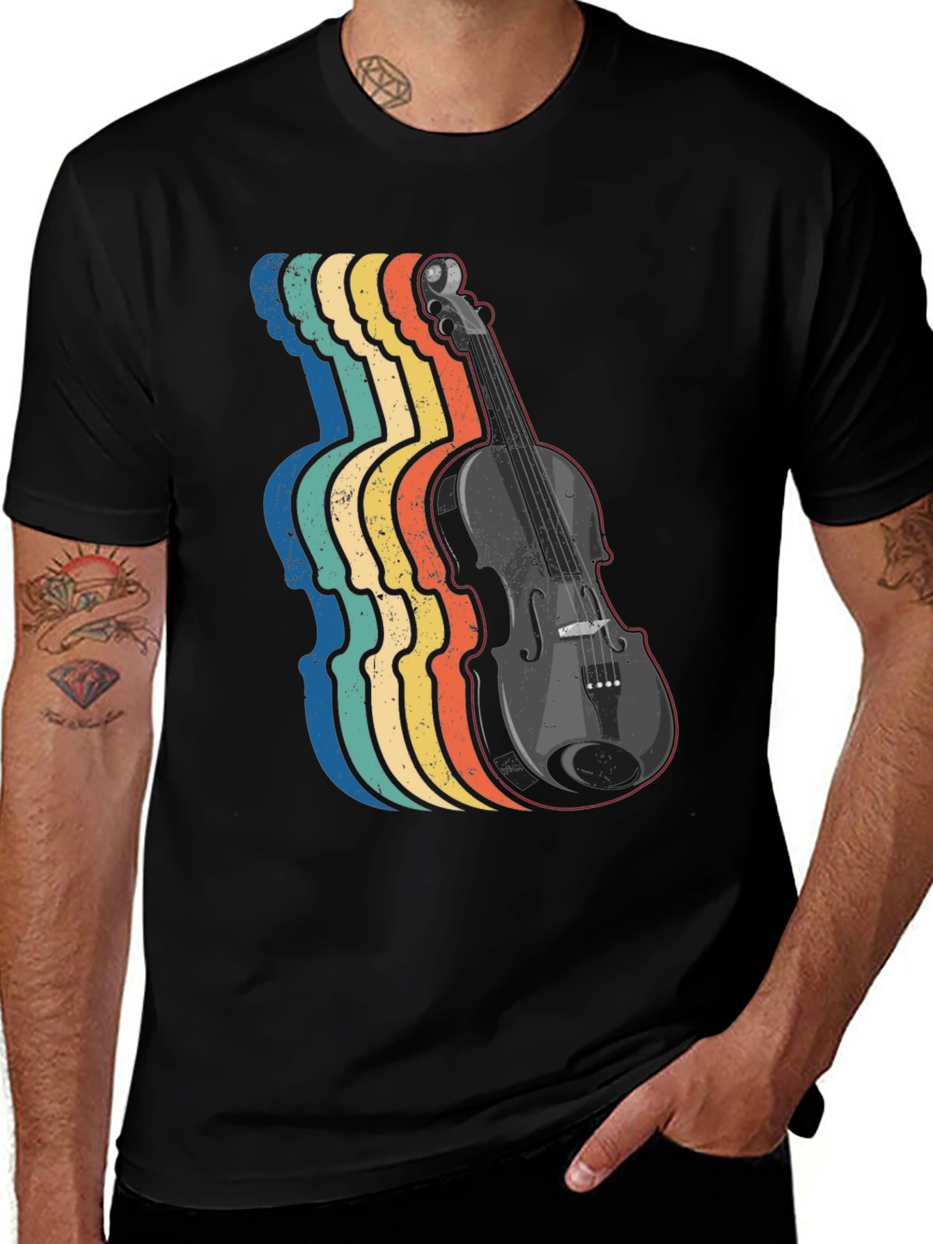 Variant 25 of Retro Violin T-Shirt - Musical Instrument Graphic Tee