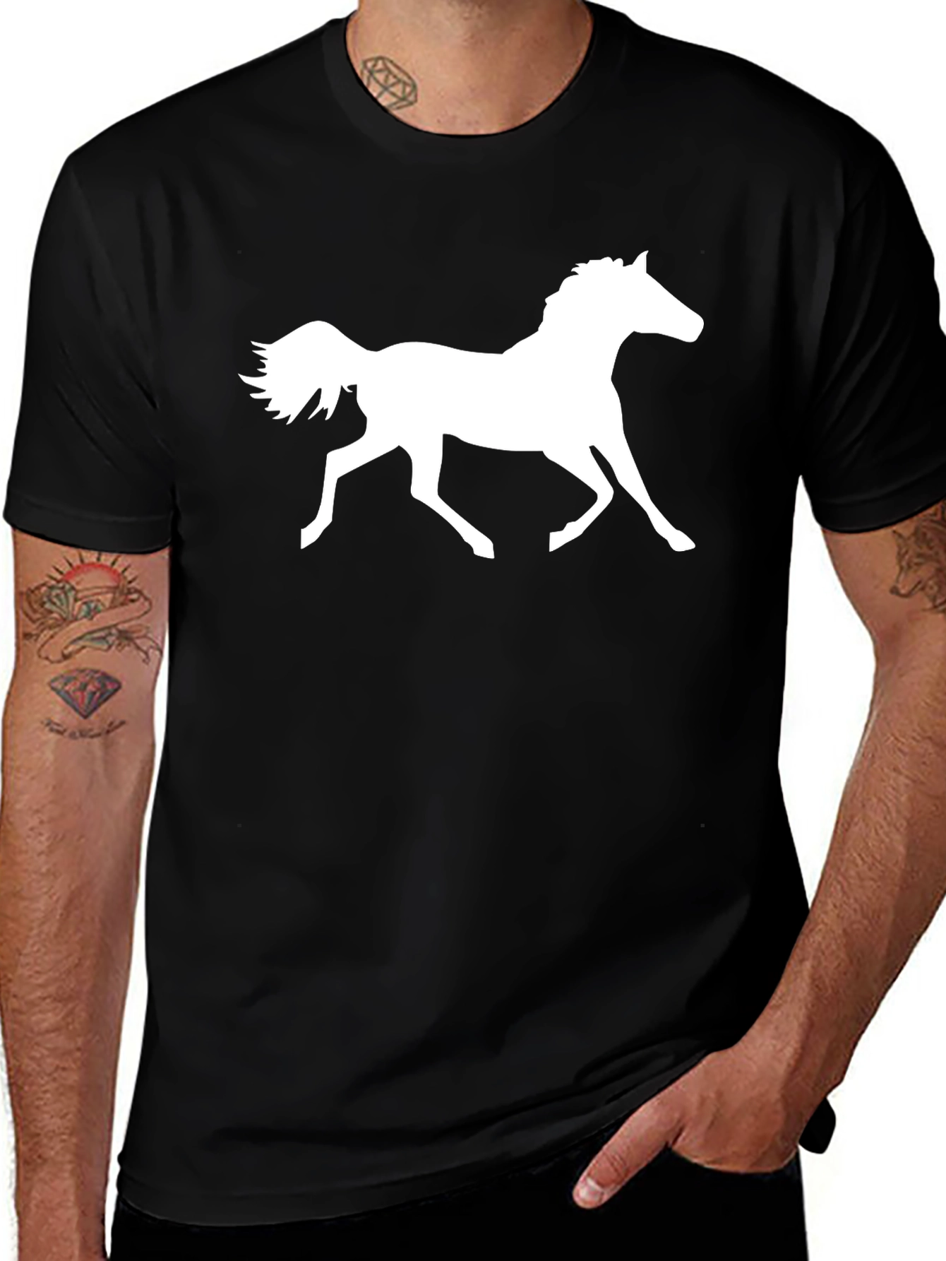 Variant 29 of Horse Silhouette Graphic Black T-Shirt