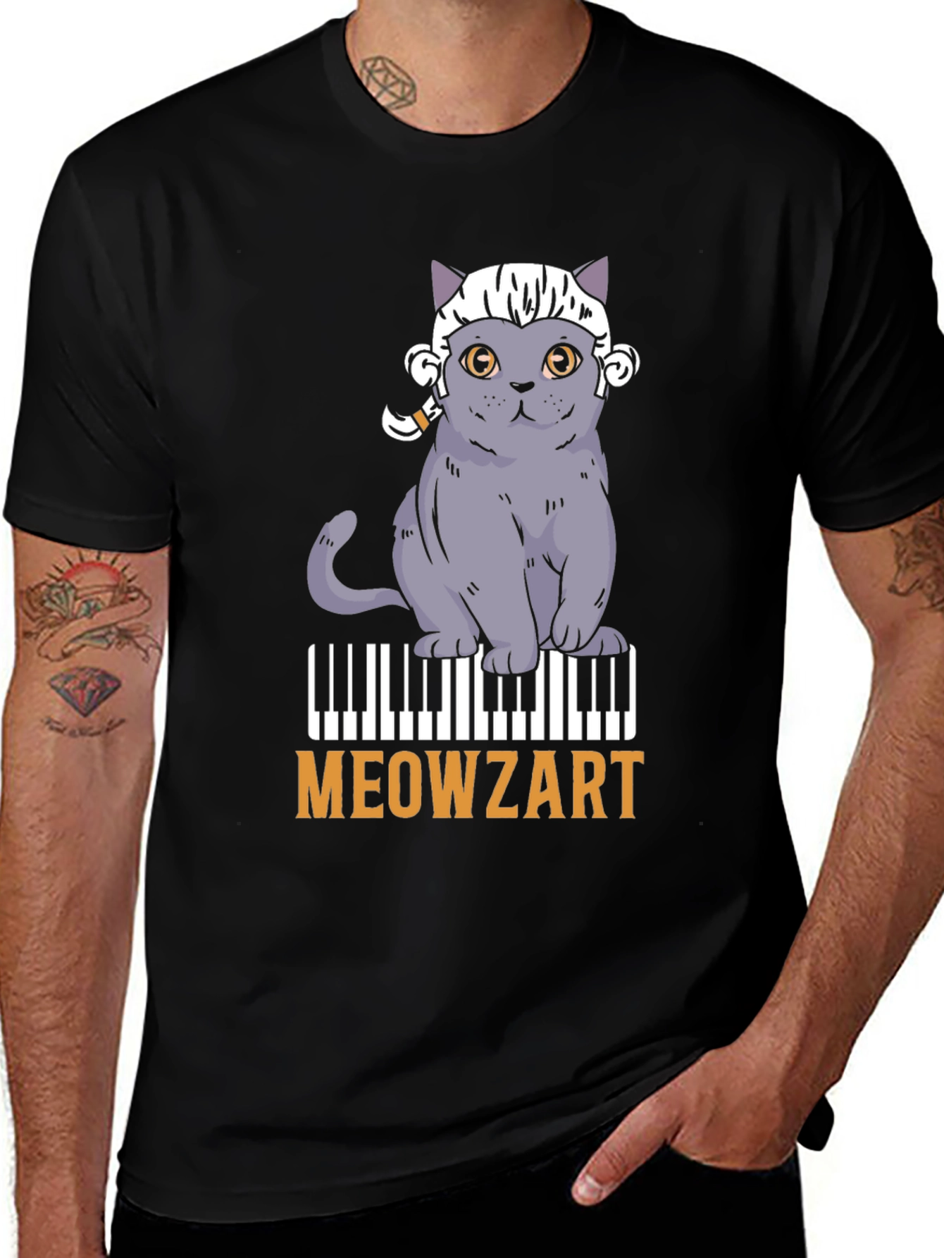 Variant 12 of Meowzart Cat Piano T-Shirt - Music Lover Tee