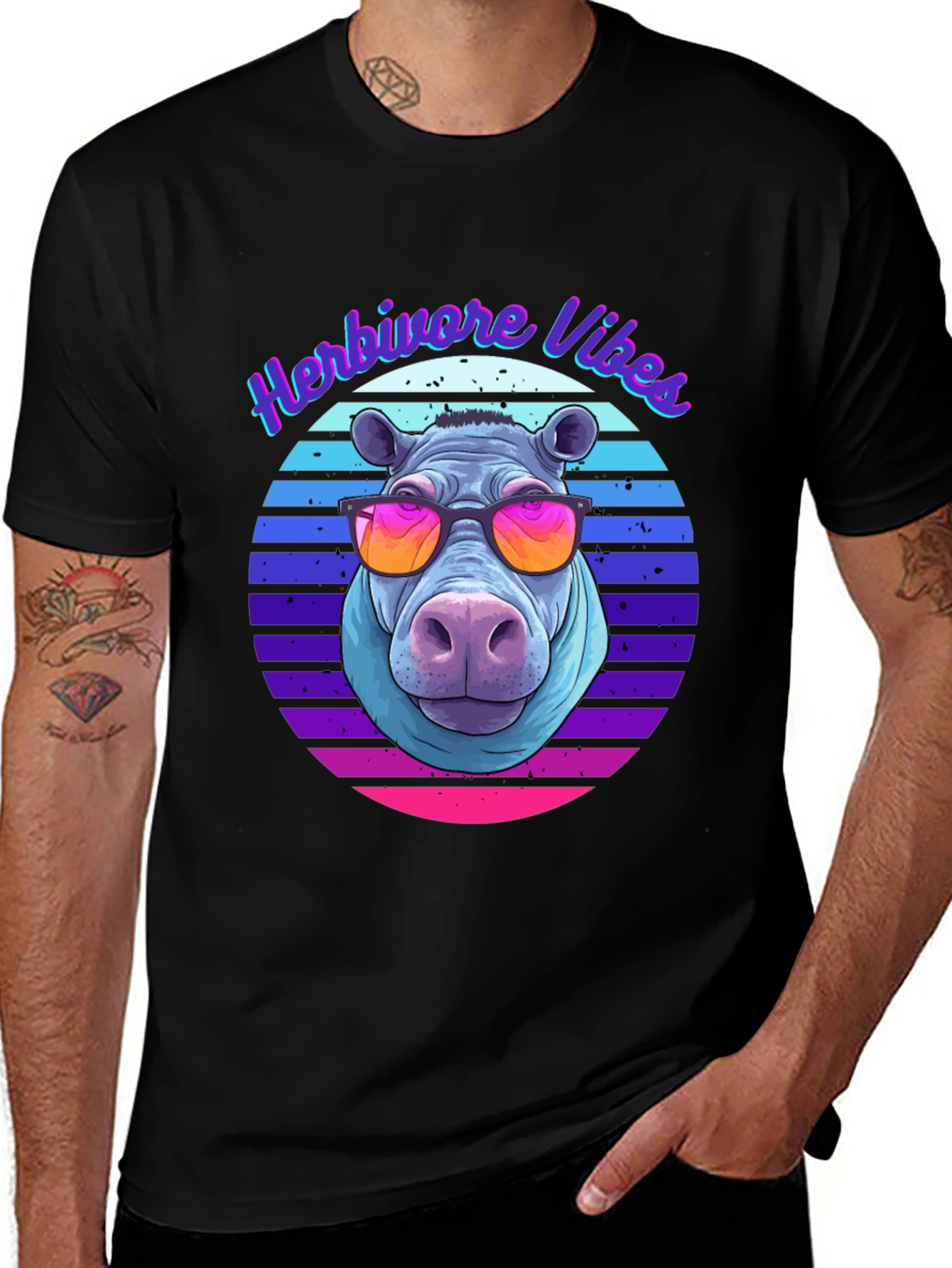 Variant 20 of Herbivore Vibes Retro Hippo T-Shirt