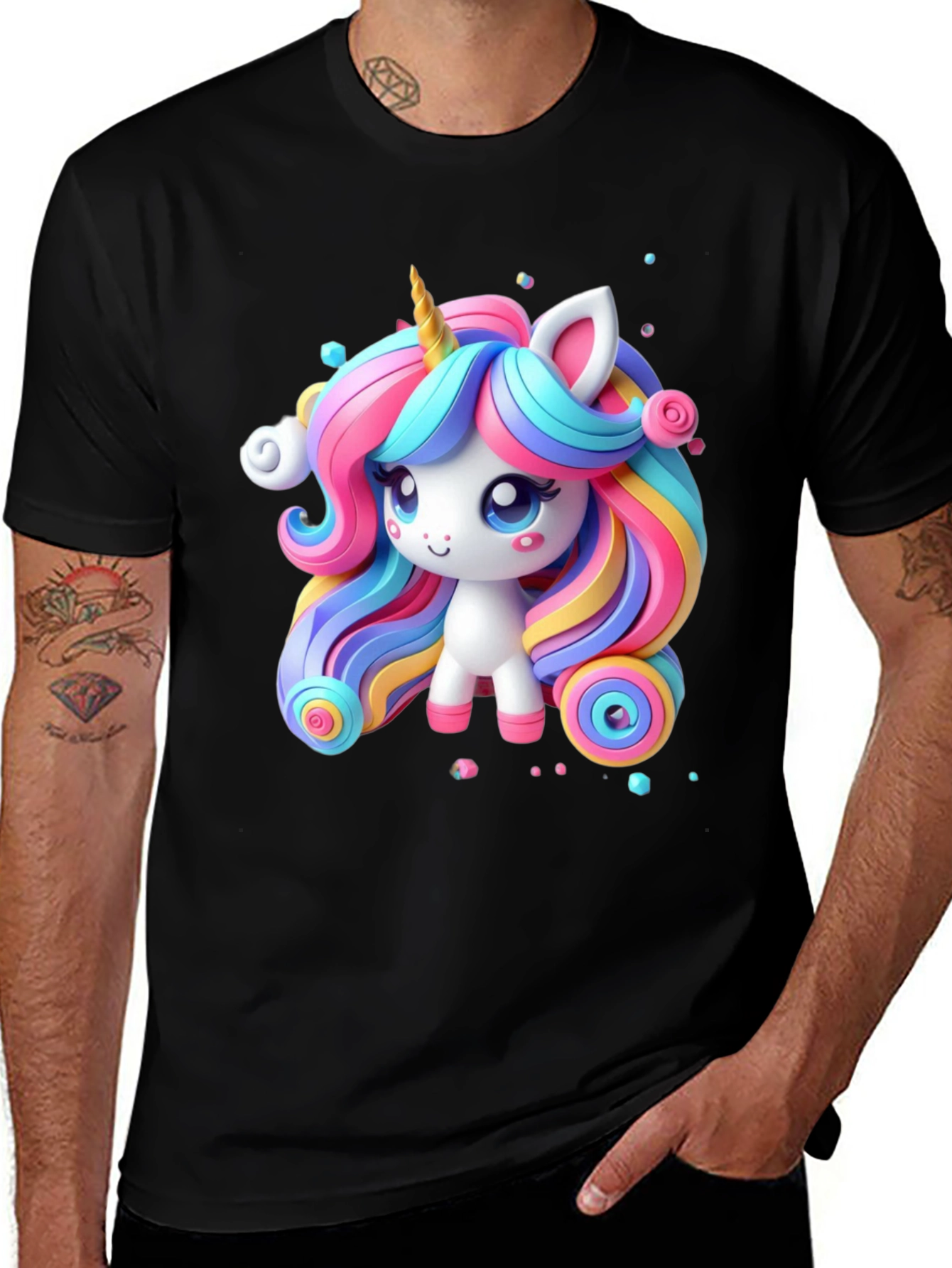 Variant 11 of Cute Unicorn Graphic Tee - Black