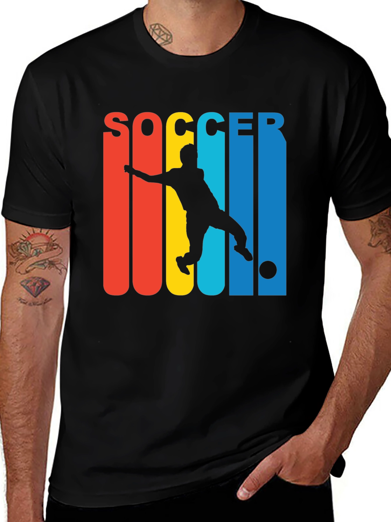 Variant 4 of Retro Soccer T-Shirt, Player Silhouette, Sporty Graphic Tee