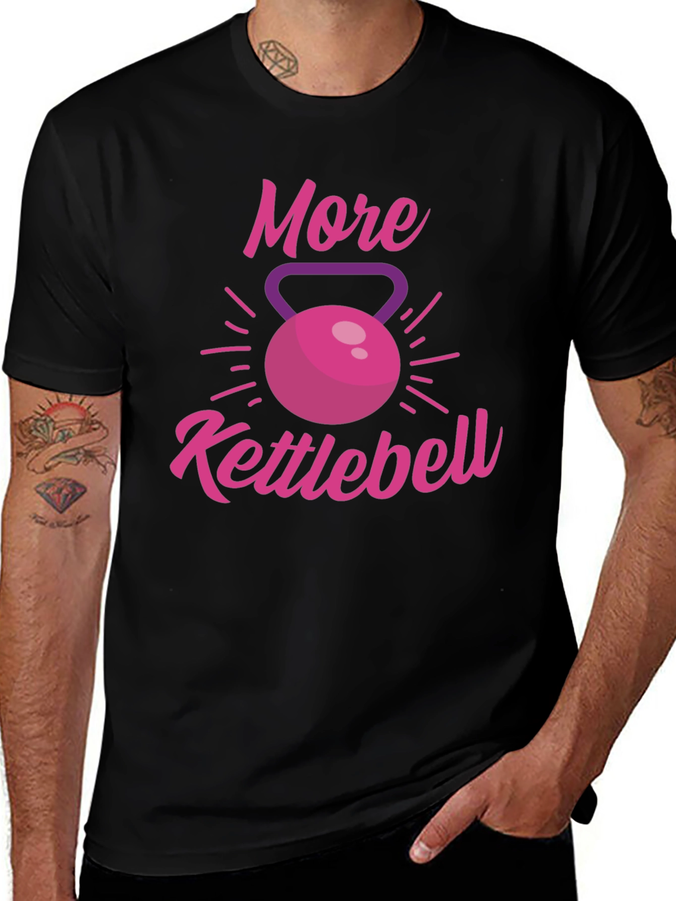 Variant 3 of More Kettlebell Black T-Shirt Fitness Workout Tee