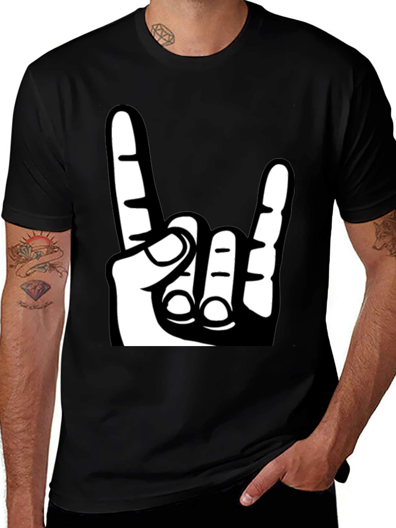 Variant 27 of Rock On Hand Graphic T-Shirt - Black