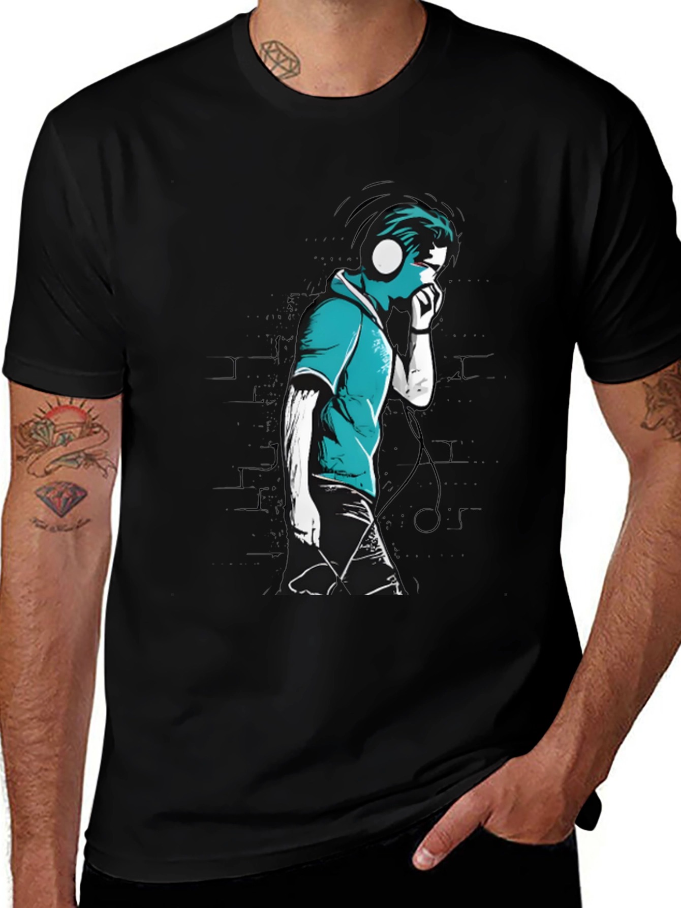 Variant 9 of Stylish Graphic T-Shirt - Headphones Music Lover