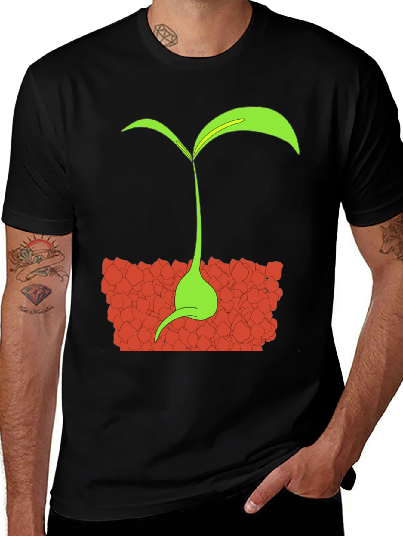 Variant 6 of Sprout Graphic Tee - Black Cotton T-Shirt
