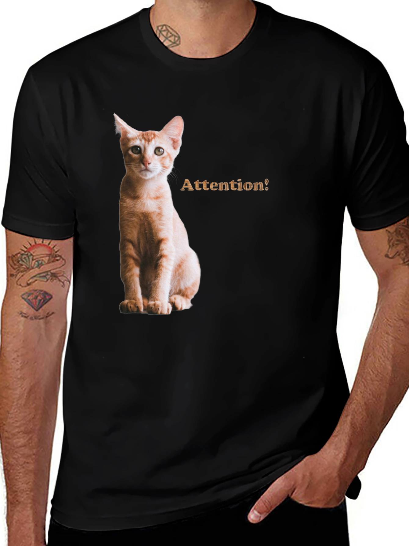 Variant 18 of Cat Attention Black T-Shirt