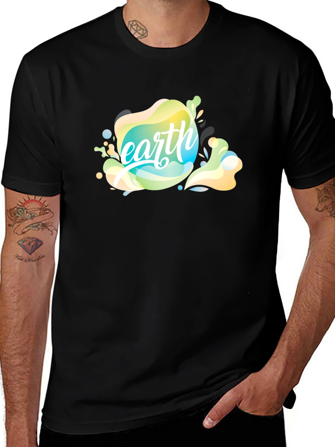 Variant 12 of Earth Graphic Print Black T-Shirt