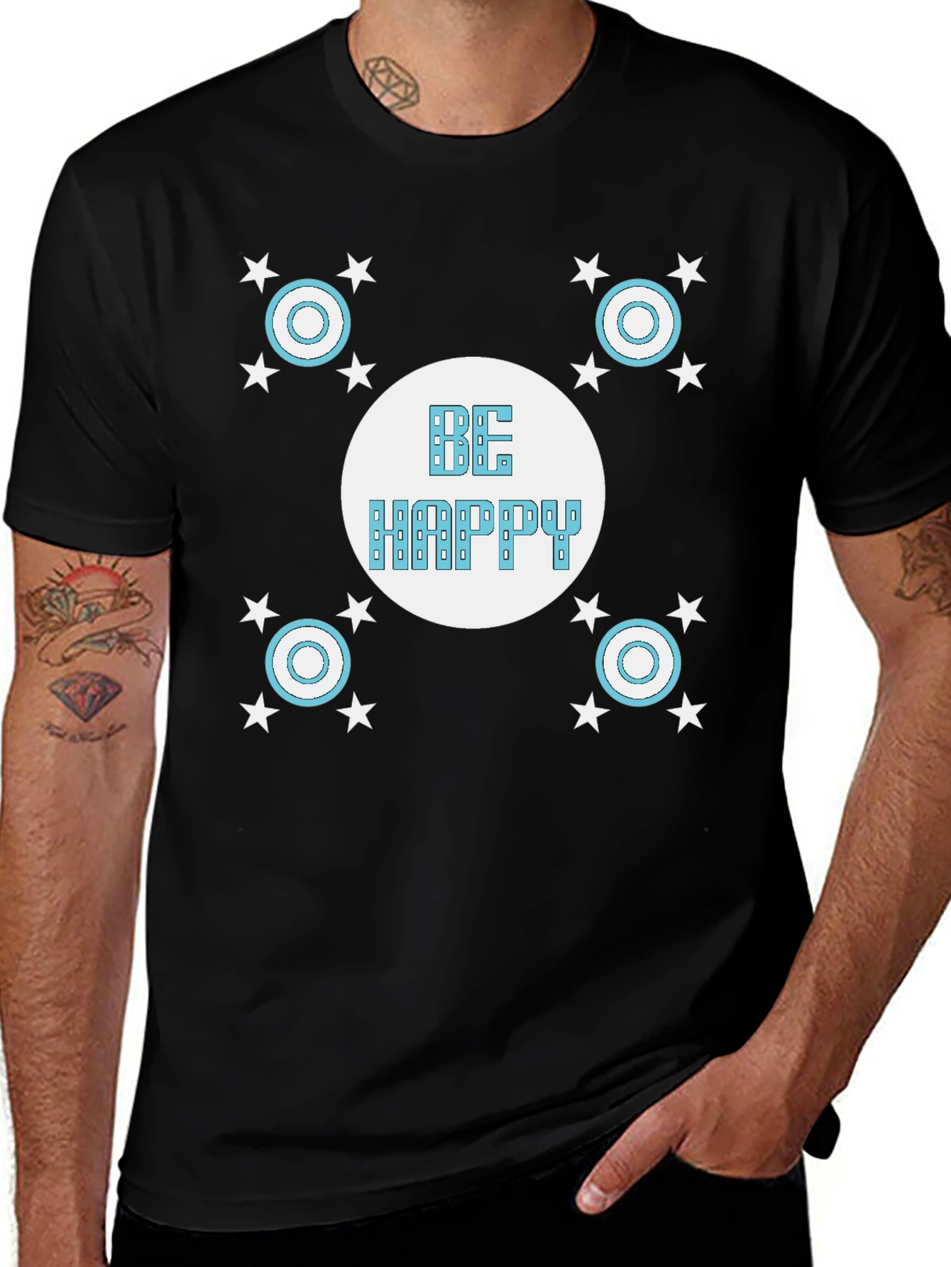 Variant 14 of Be Happy Black Graphic T-Shirt