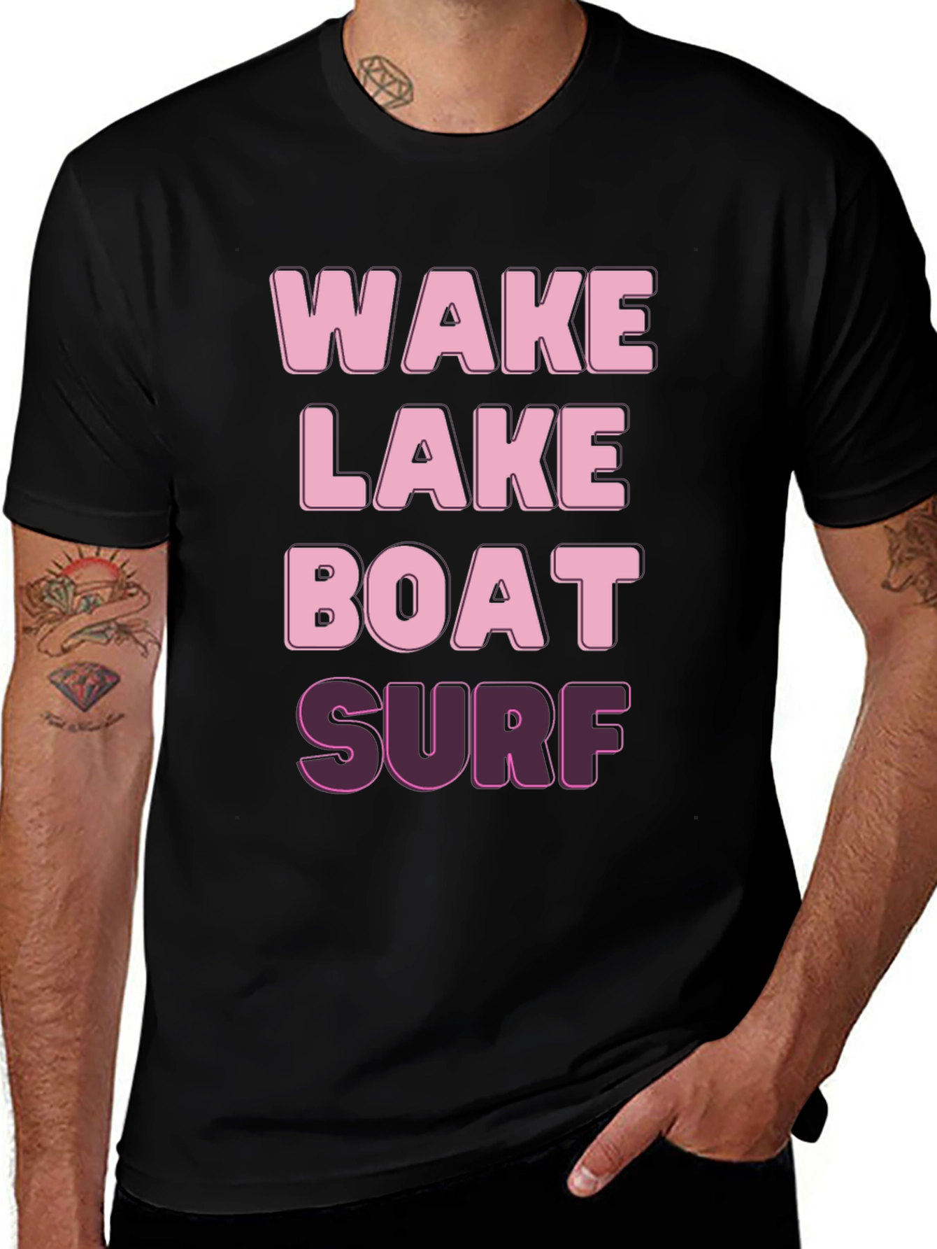 Wake Lake Boat Surf Graphic Tee