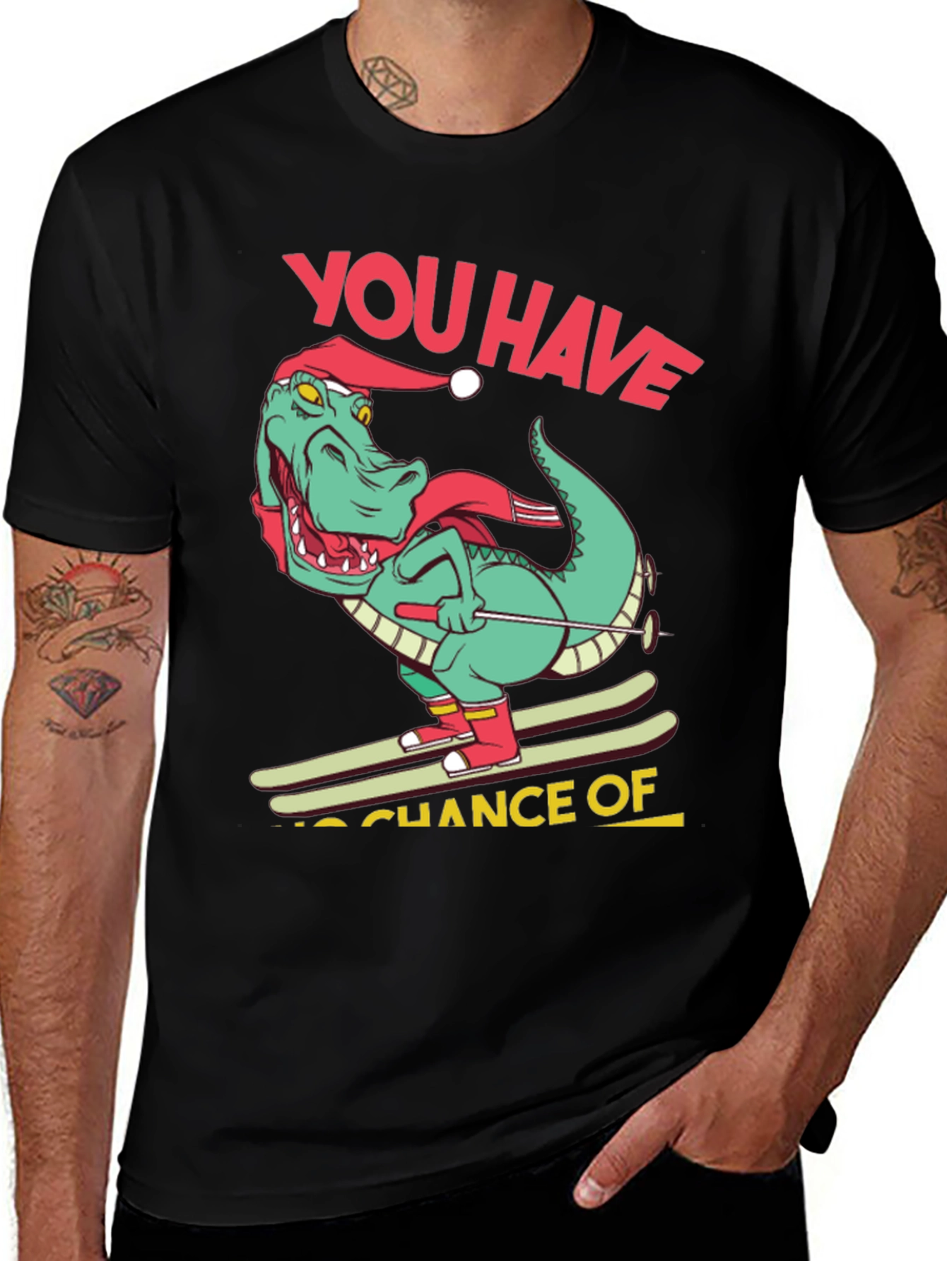Variant 21 of Funny Dinosaur Skiing T-Shirt - No Chance!