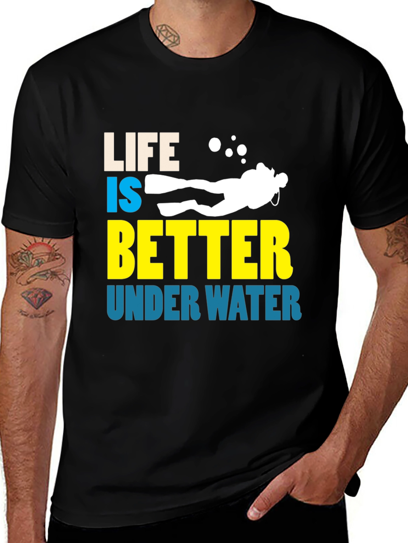 Variant 2 of Life is Better Underwater Graphic T-Shirt - Diving Enthusiast