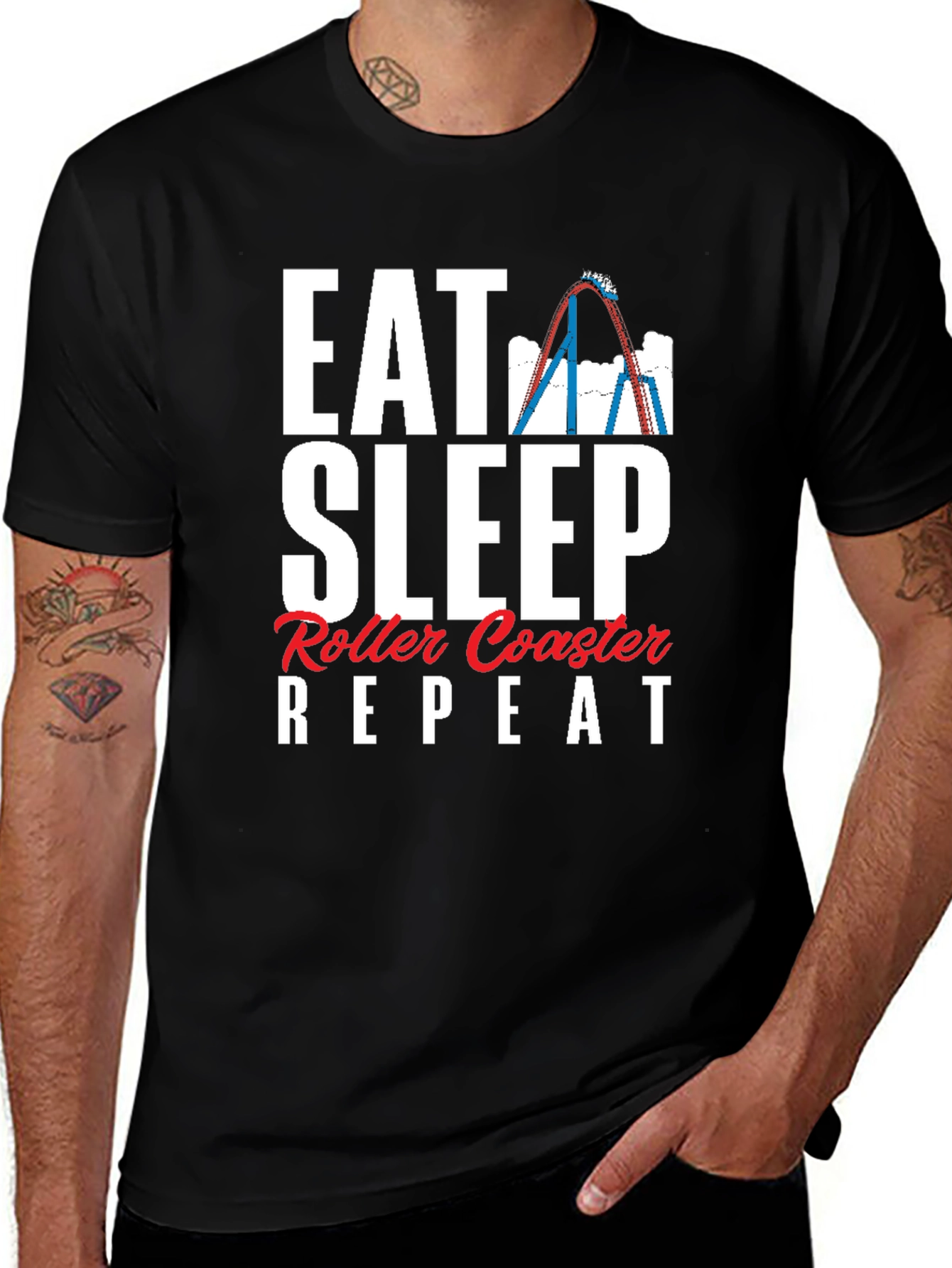 Variant 12 of Eat Sleep Roller Coaster Repeat Graphic Tee