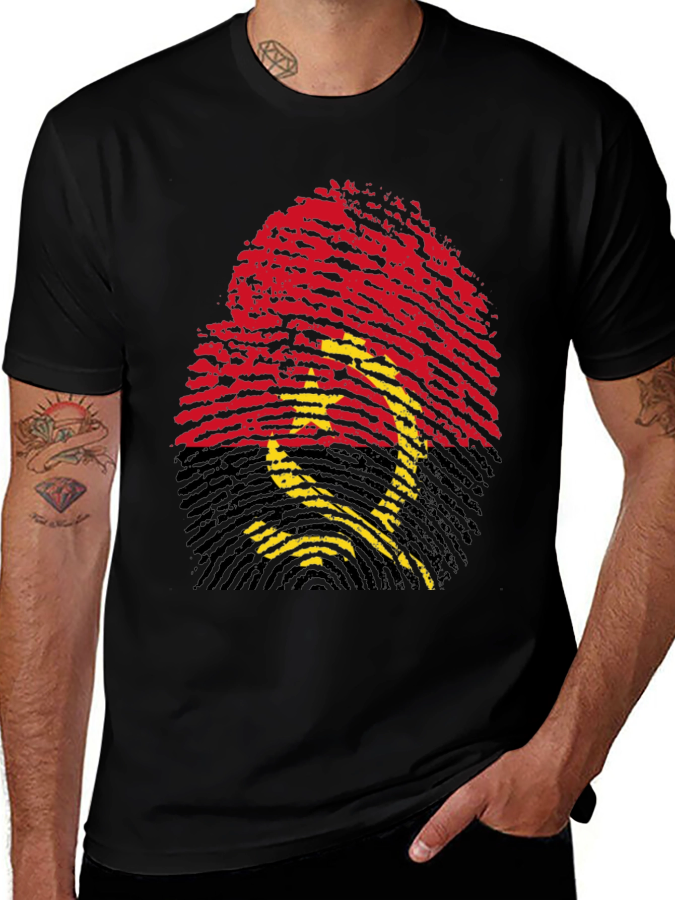 Angola Flag Fingerprint Graphic Tee