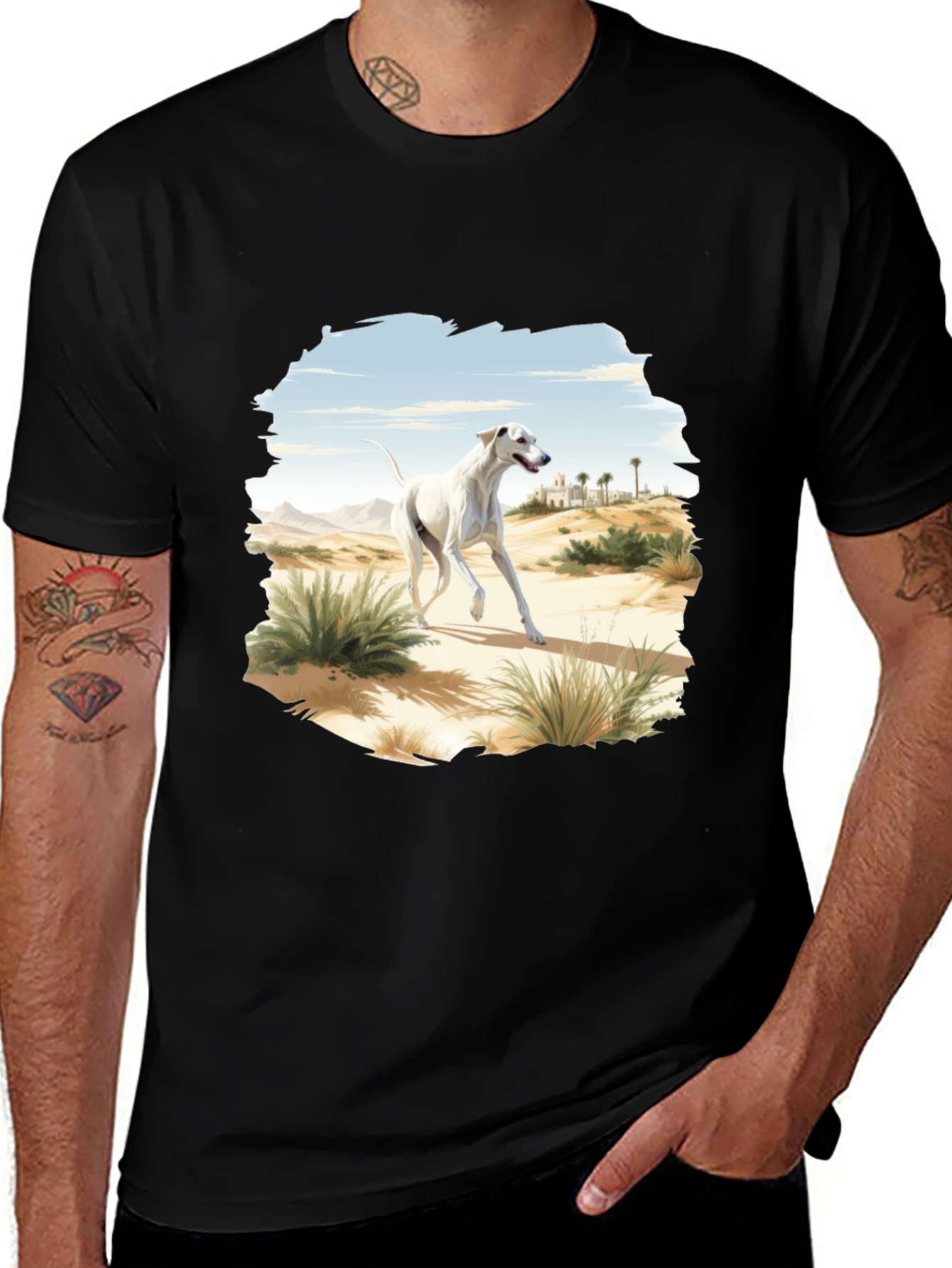 Variant 26 of Desert Dog Graphic Tee - Stylish Black T-Shirt