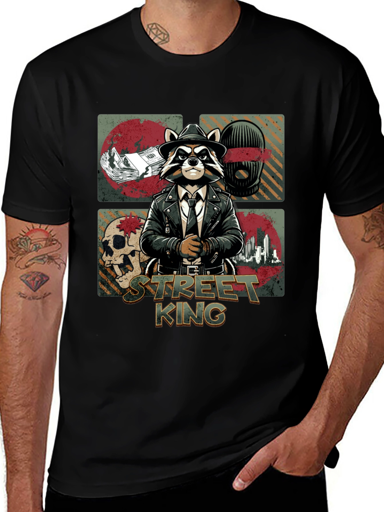 Variant 2 of Street King Raccoon Graphic T-Shirt