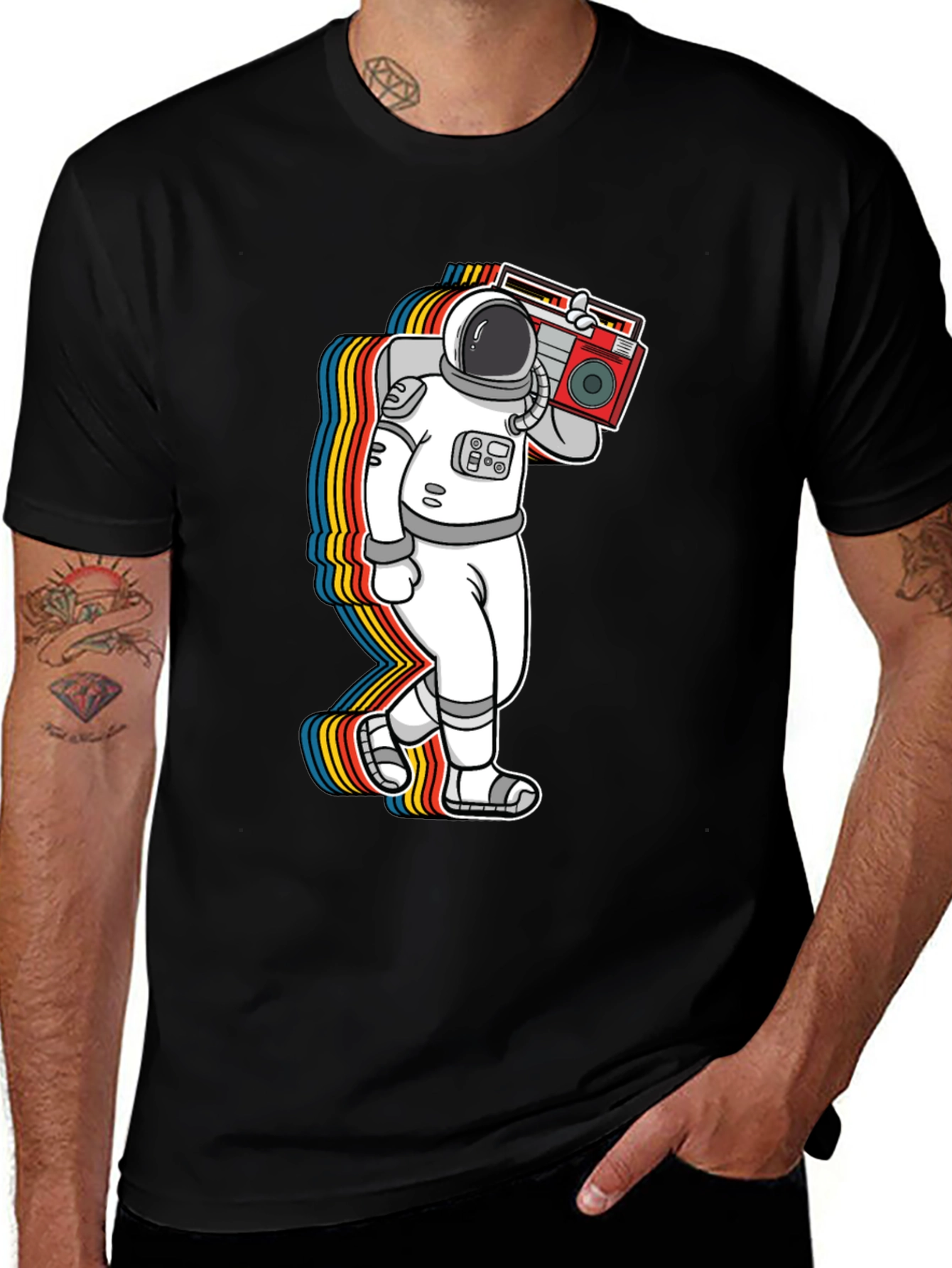 Variant 8 of Astronaut Boombox Graphic T-Shirt - Retro Space Tee