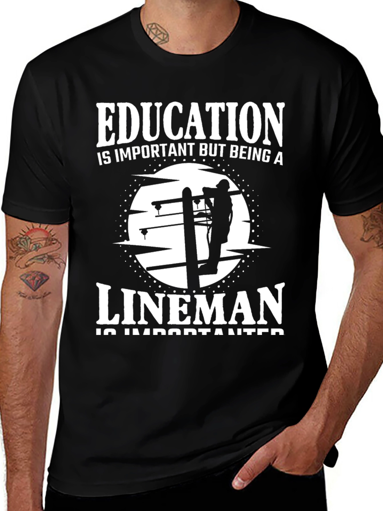 Variant 25 of Lineman T-Shirt - Education is Important