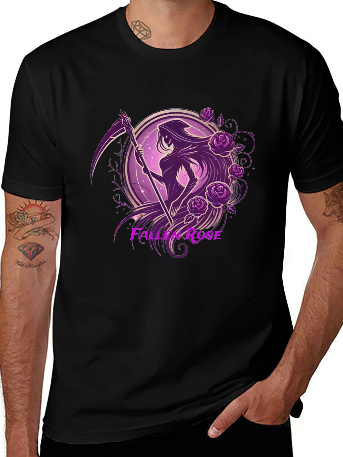 Variant 6 of Fallen Rose Reaper T-Shirt - Gothic Design