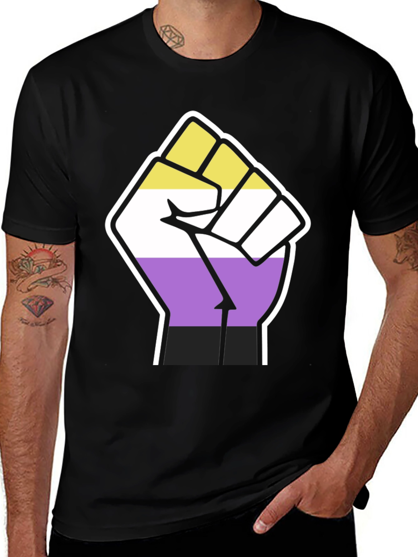 Nonbinary Pride Fist Graphic T-Shirt