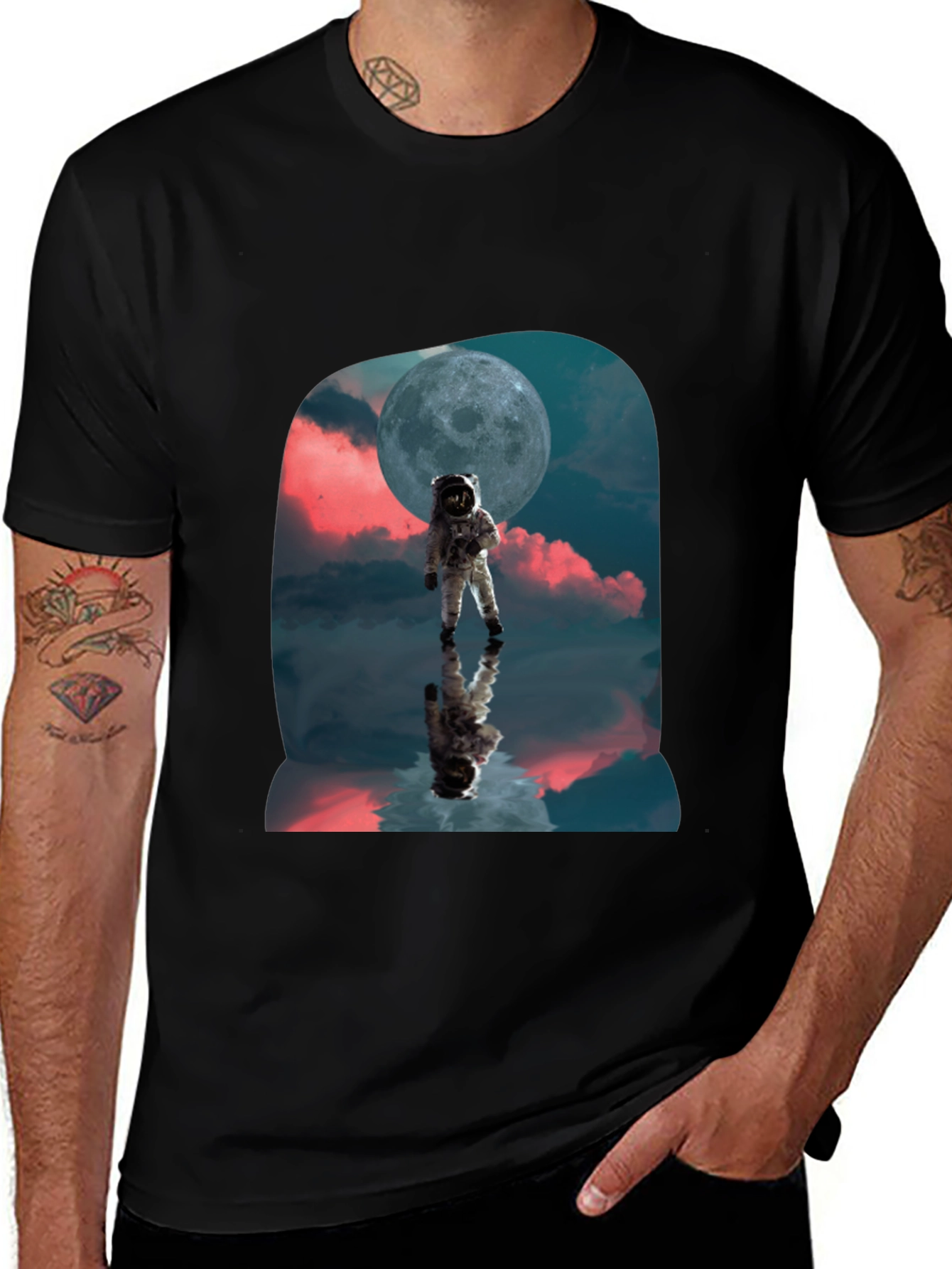 Variant 20 of Astronaut Moon Reflection Graphic T-Shirt