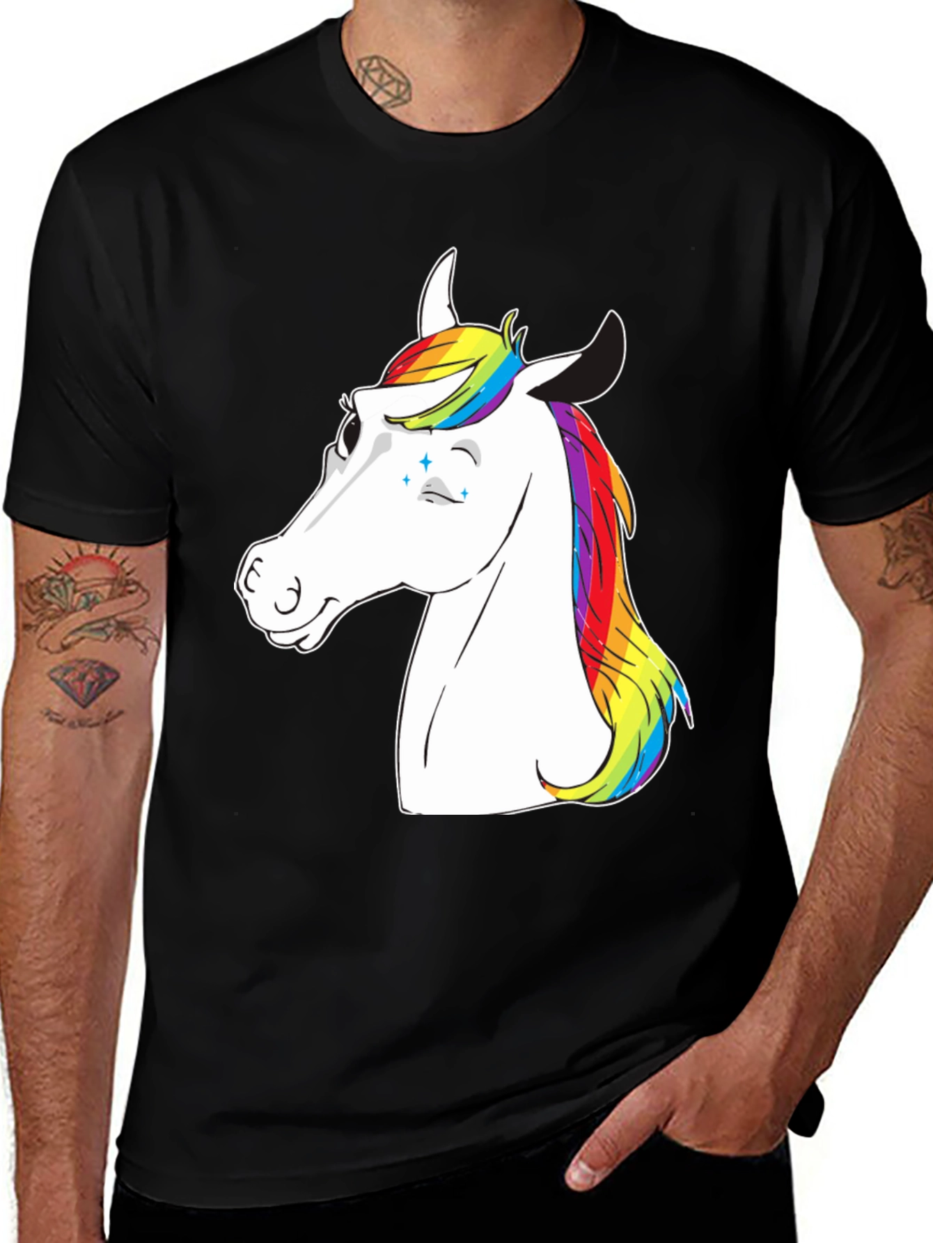 Variant 2 of Unicorn Graphic Tee - Black Cotton T-Shirt