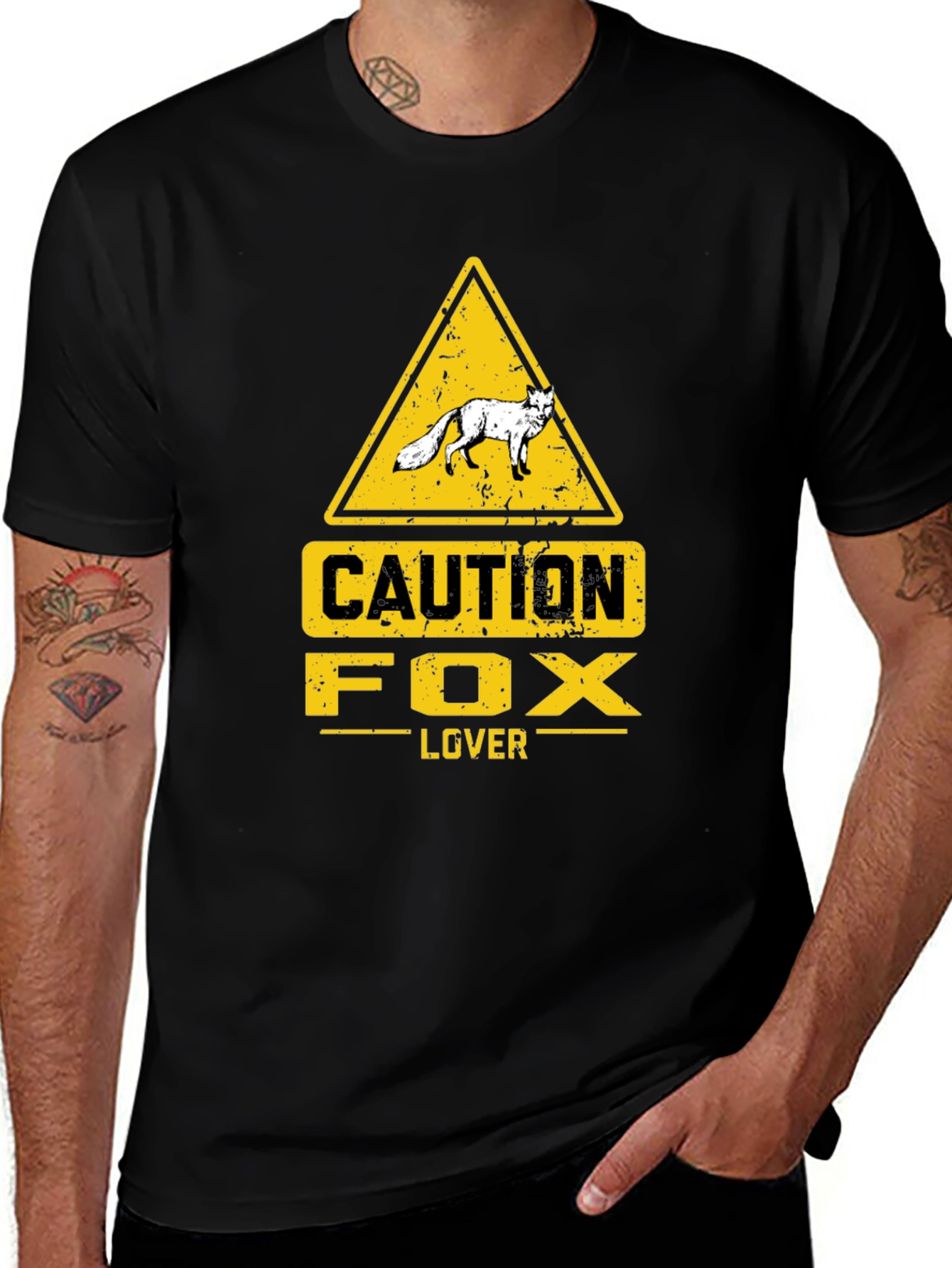 Variant 7 of Caution Fox Lover Black T-Shirt 
