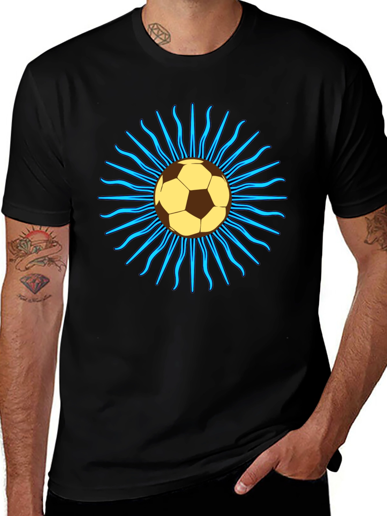 Variant 30 of Soccer Ball Sun T-Shirt - Black
