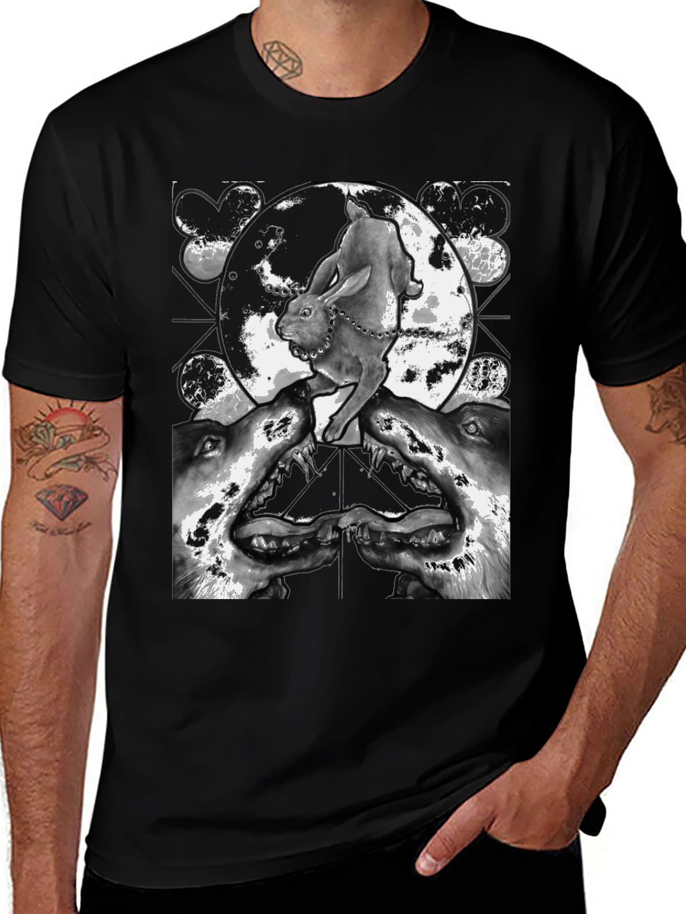 Variant 16 of Rabbit, Wolf, and Moon Graphic T-Shirt