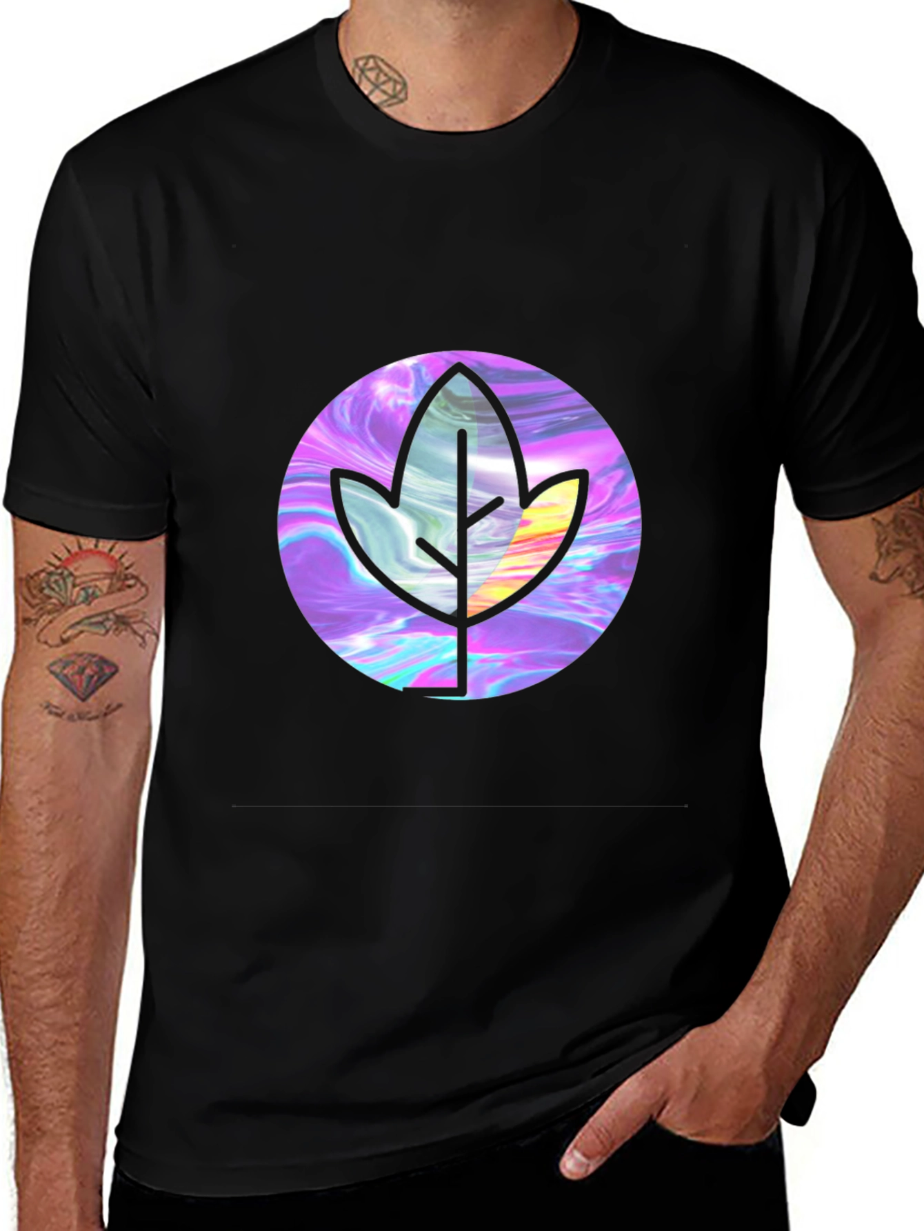 Variant 18 of Leaf Graphic Black T-Shirt - Stylish & Unique Design
