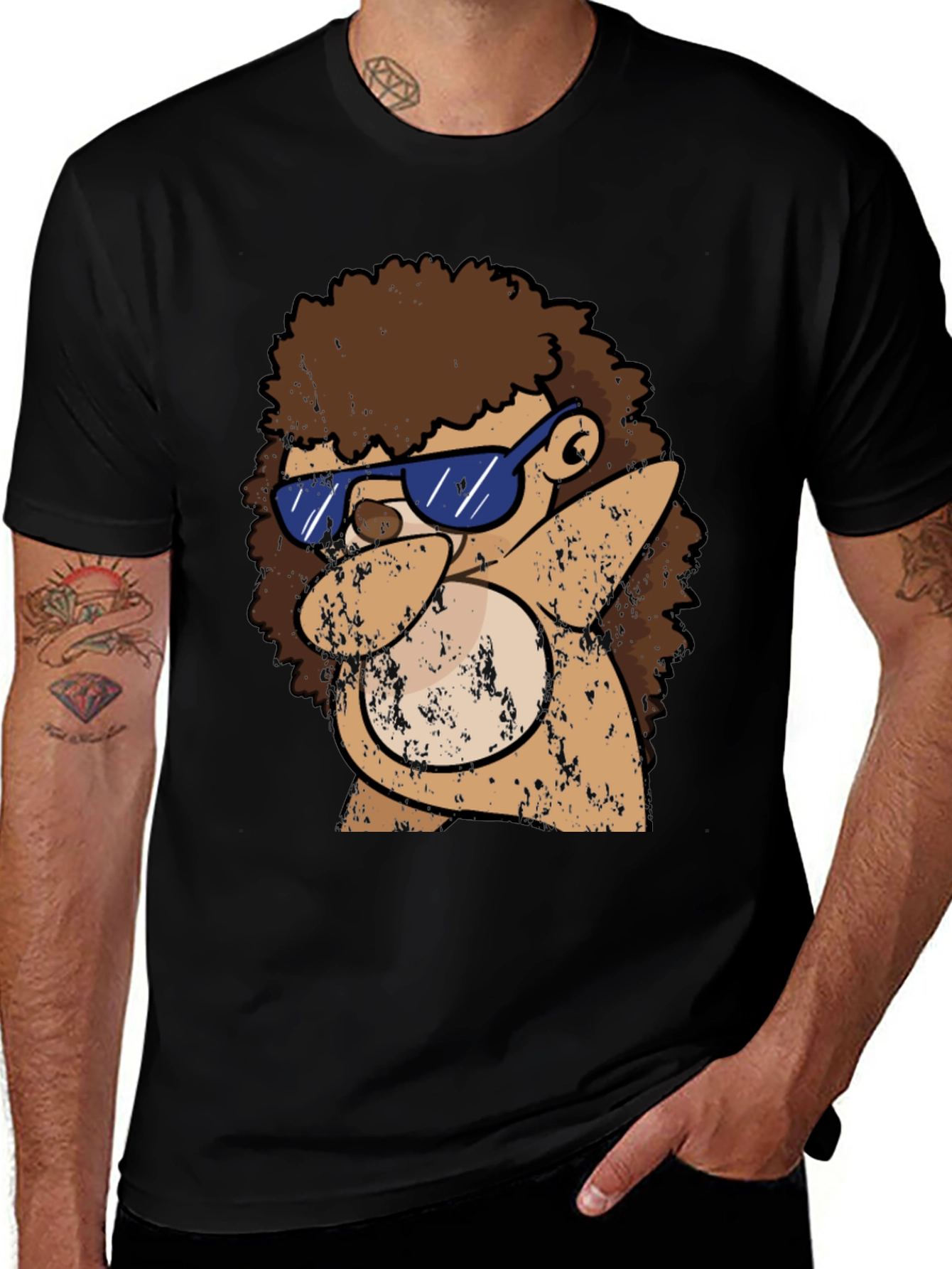 Variant 29 of Dabbing Hedgehog Graphic Tee - Cool & Casual Black T-Shirt