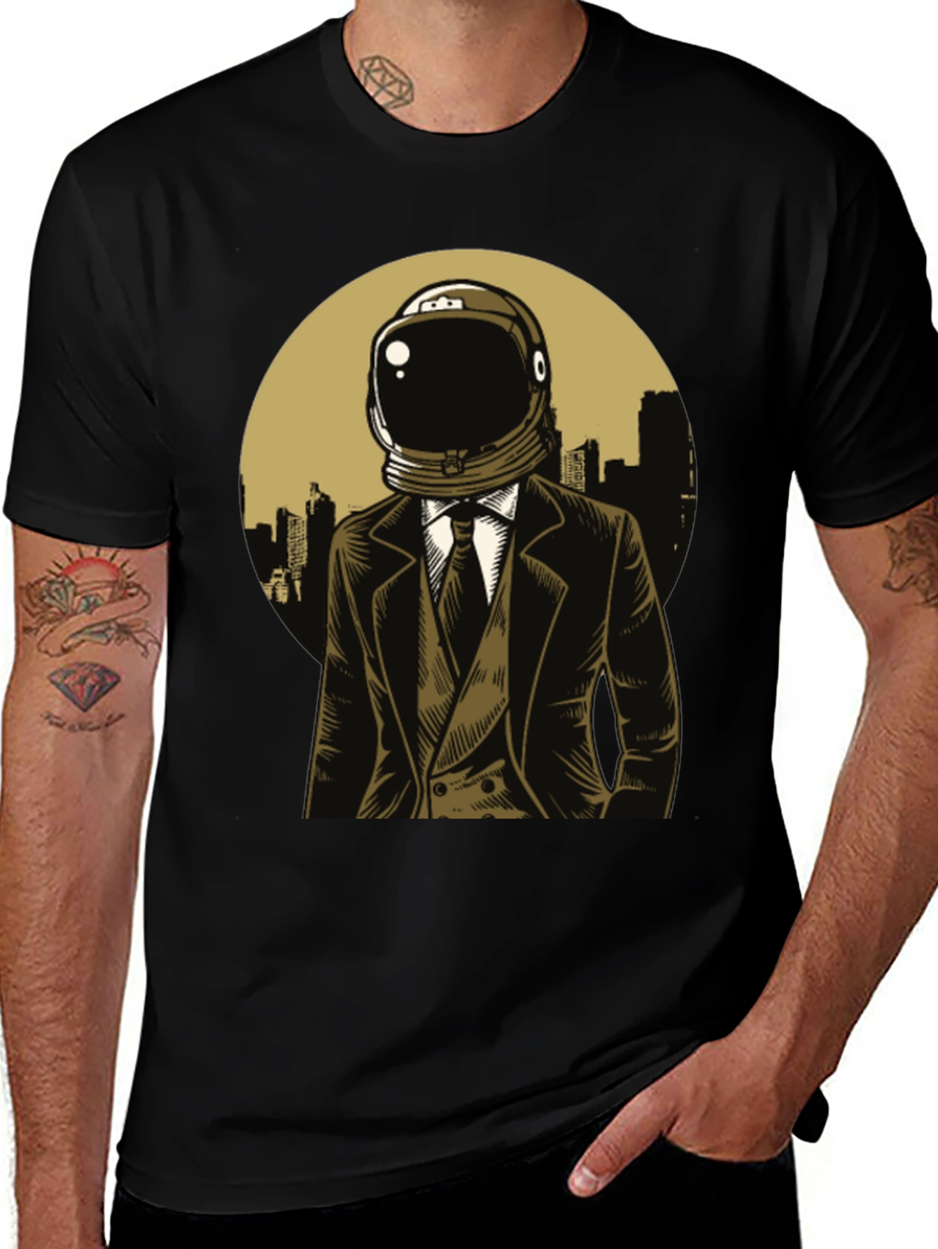 Variant 28 of Astronaut Suit Graphic Tee - Black Cotton T-Shirt