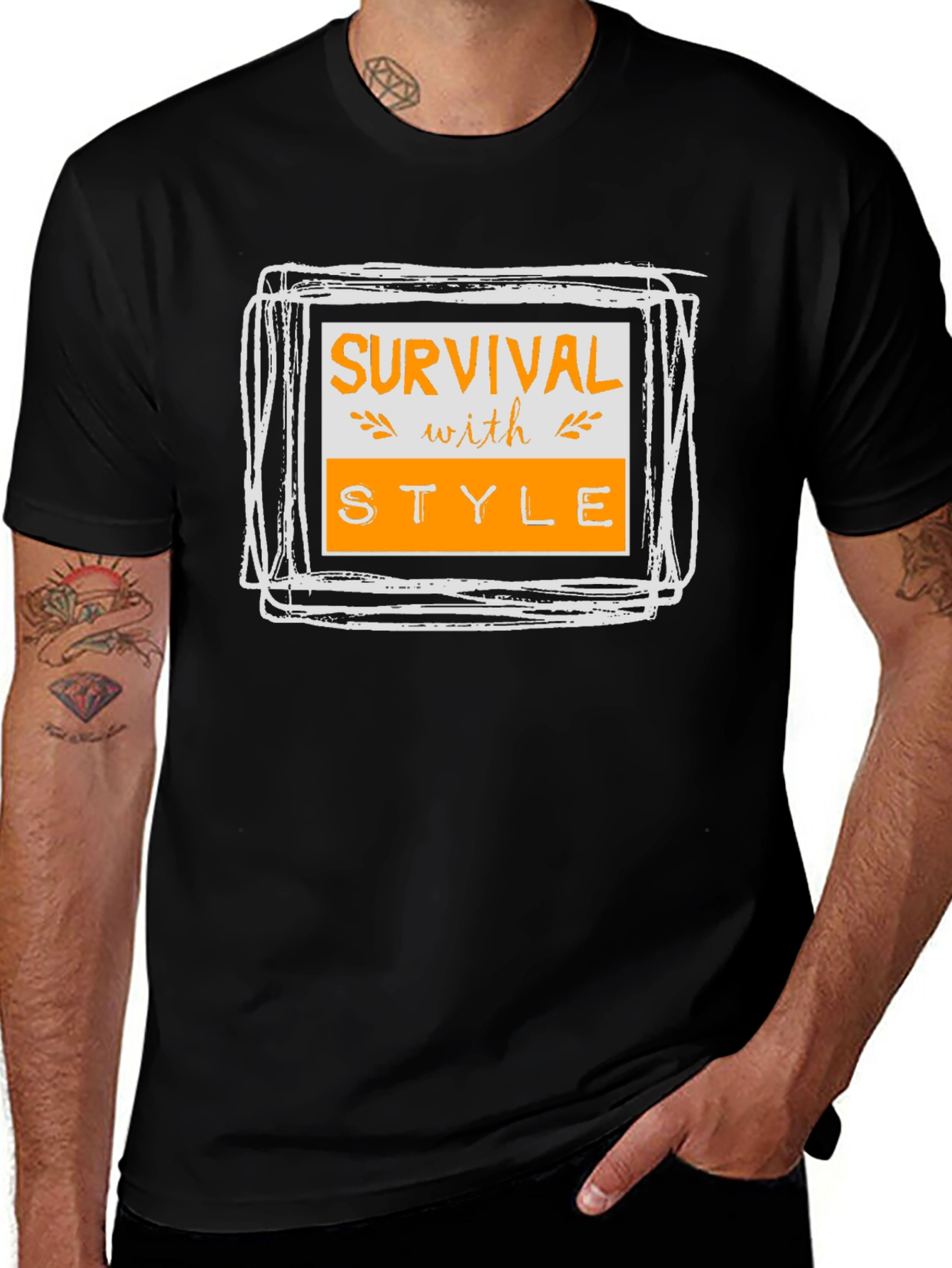 Variant 17 of Survival with Style Graphic Tee - Black T-Shirt